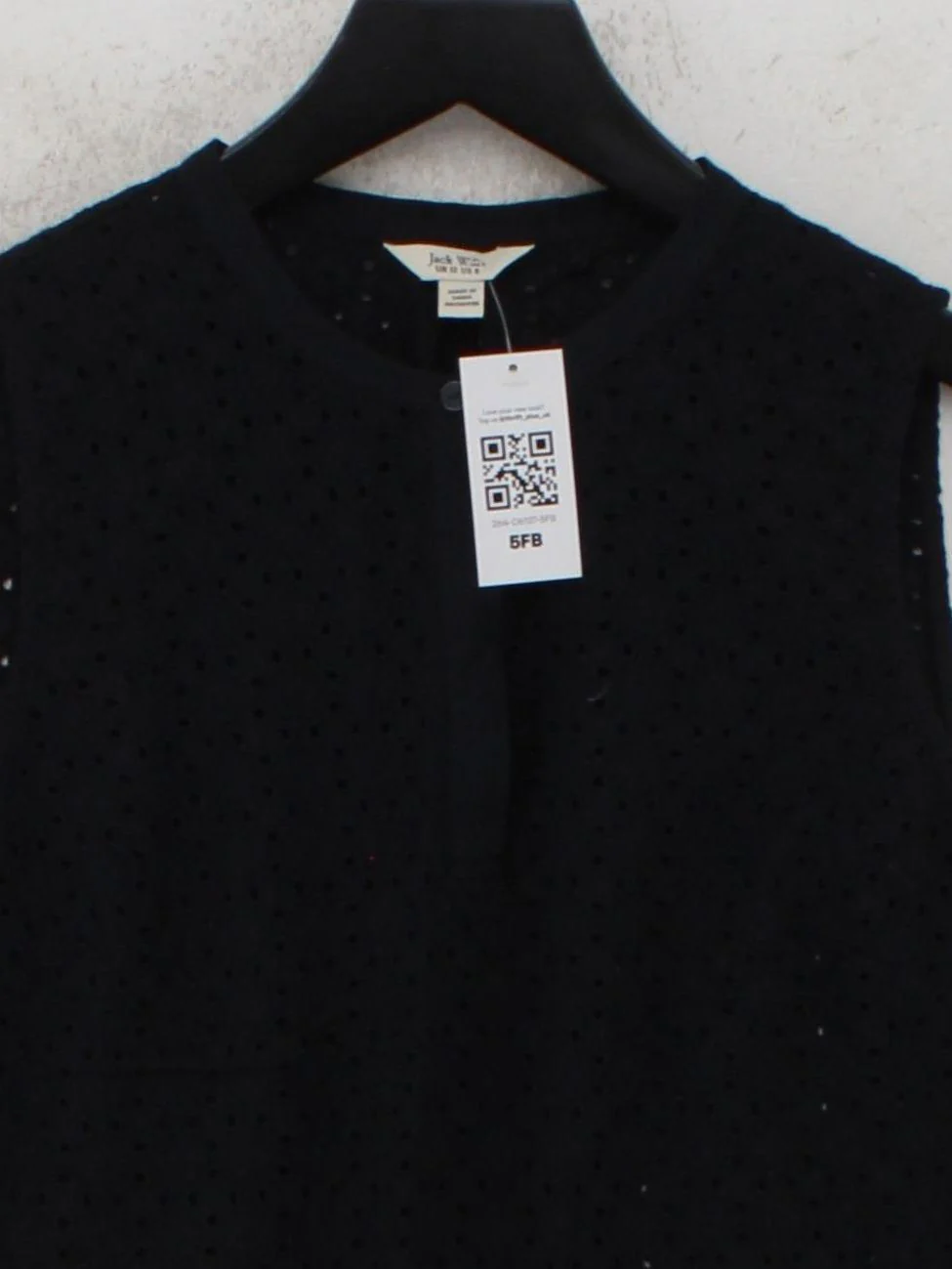 Jack Wills Women's Blouse UK 12 Black 100% Cotton Sleeveless Collared Basic - Image 3