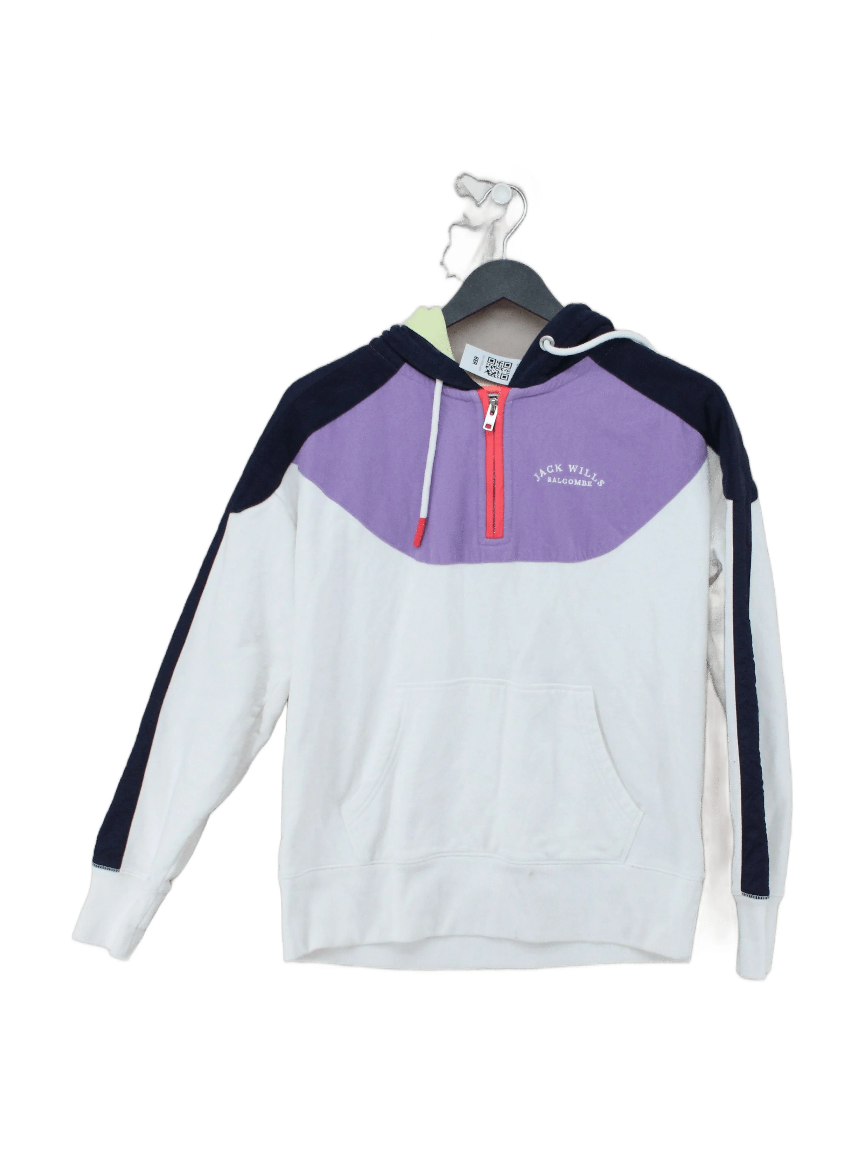Jack Wills Women's Hoodie UK 8 White 100% Cotton Pullover