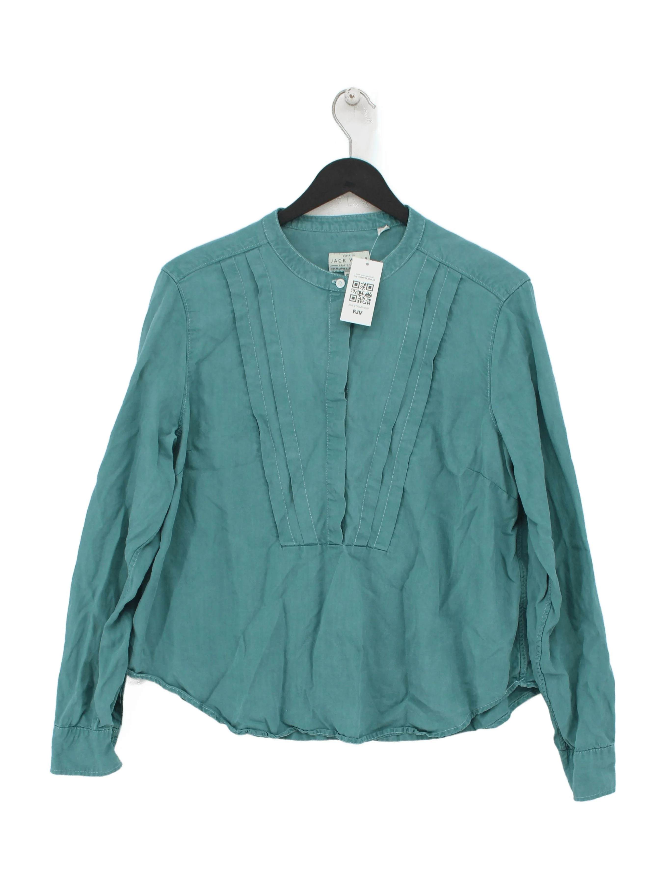 Jack Wills Women's Shirt UK 12 Green 100% Cotton Long Sleeve Collared Basic