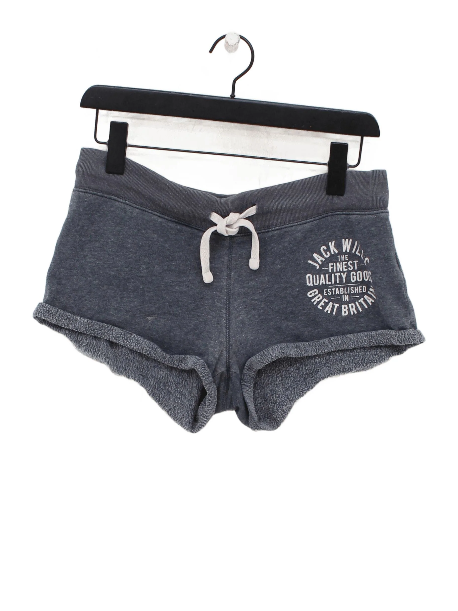 Jack Wills Women's Shorts UK 10 Grey Graphic 100% Cotton Sweat