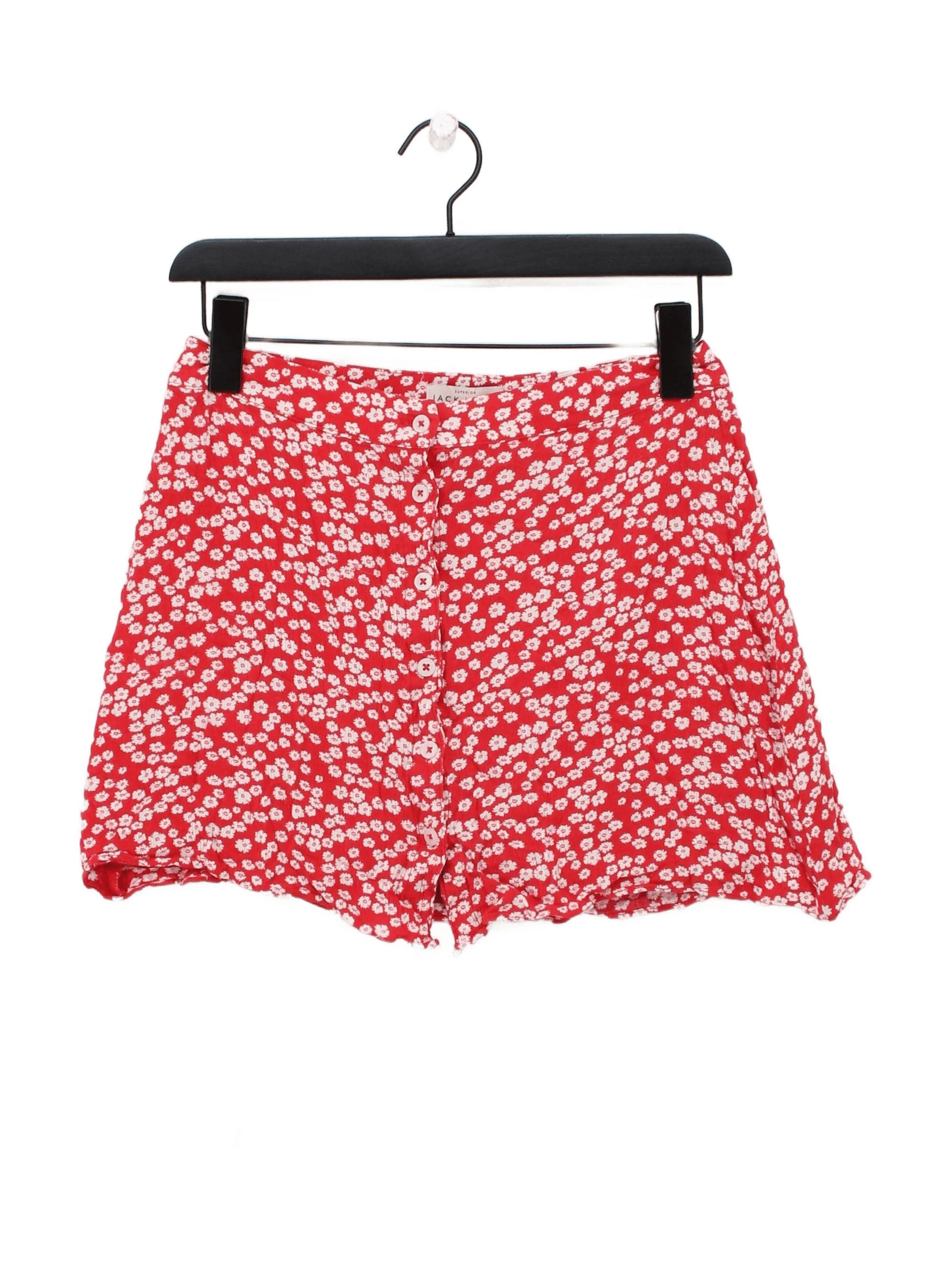 Jack Wills Women's Shorts UK 8 Red Floral Viscose with Cotton Cut-Off