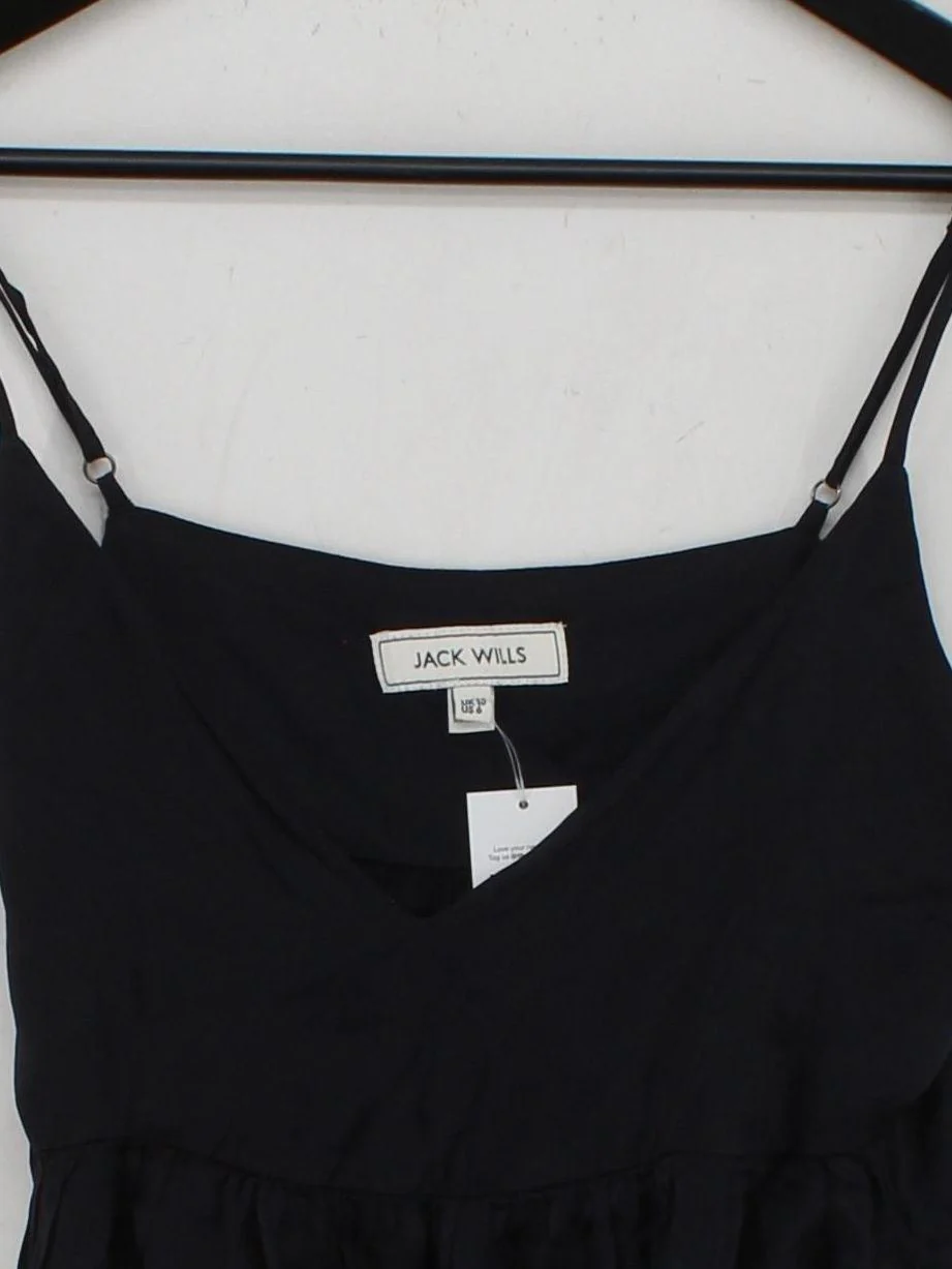 Jack Wills Women's T-Shirt UK 10 Black 100% Cotton Sleeveless V-Neck Camisole - Image 3