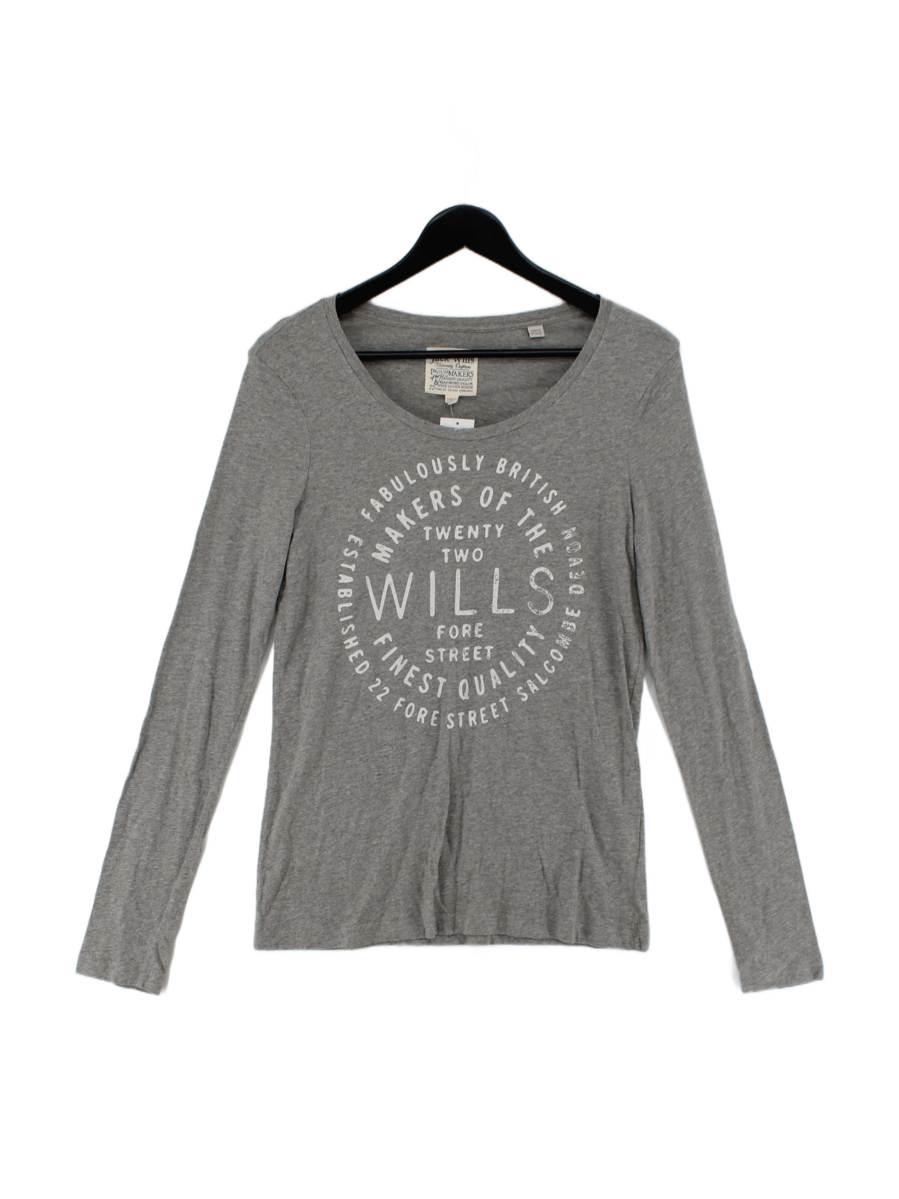 Jack Wills Women's T-Shirt UK 10 Grey 100% Cotton Basic