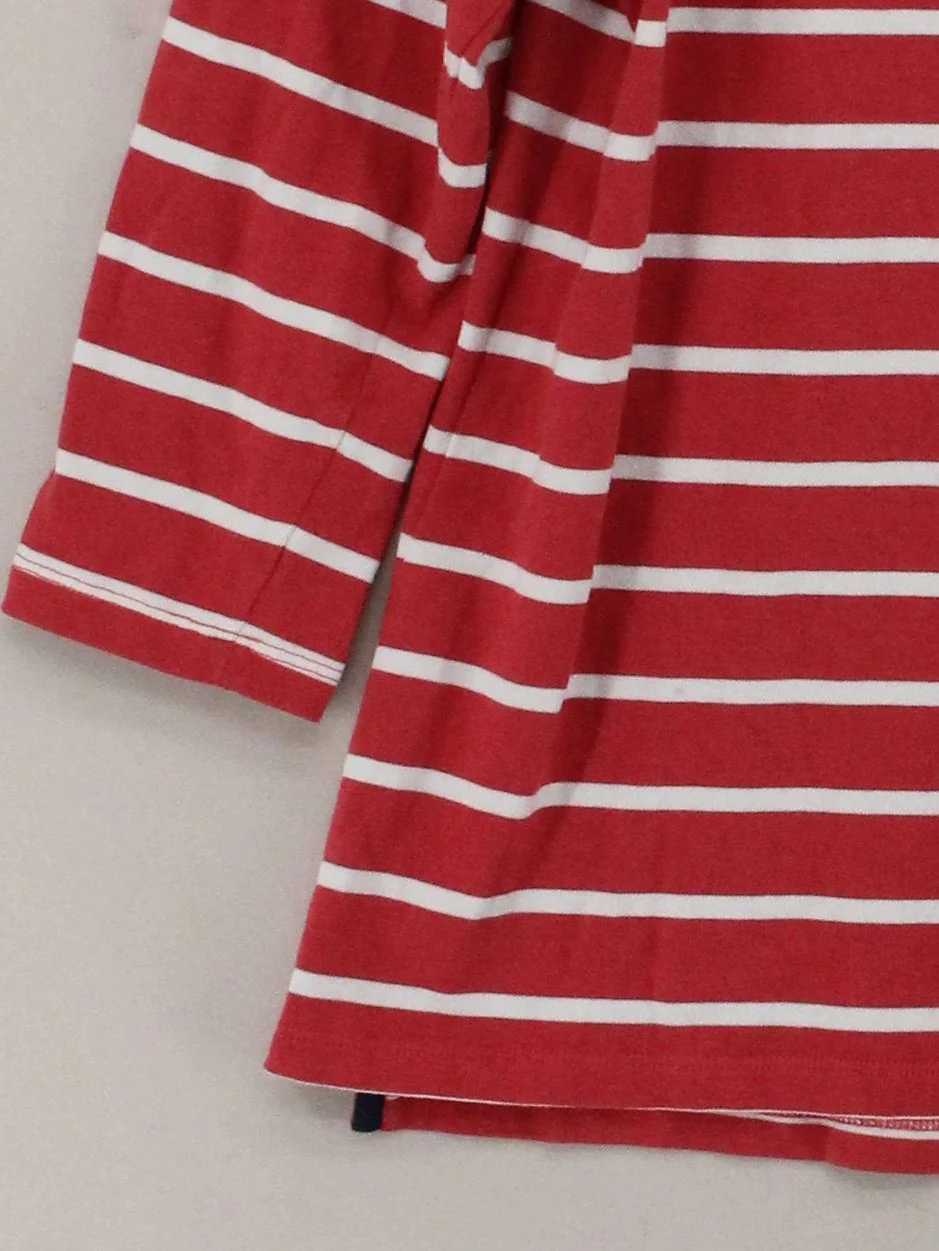 Jack Wills Women's Top UK 10 Red Striped 100% Cotton 3/4 Sleeve Round Neck Basic - Image 4