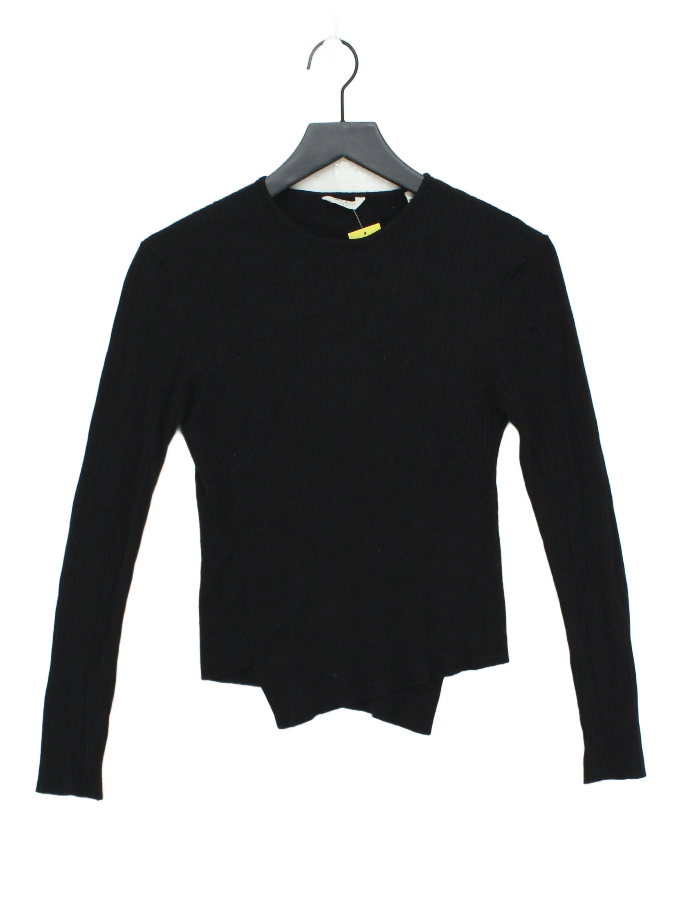 Jack Wills Women's Top UK 8 Black 100% Other Long Sleeve Crew Neck Basic