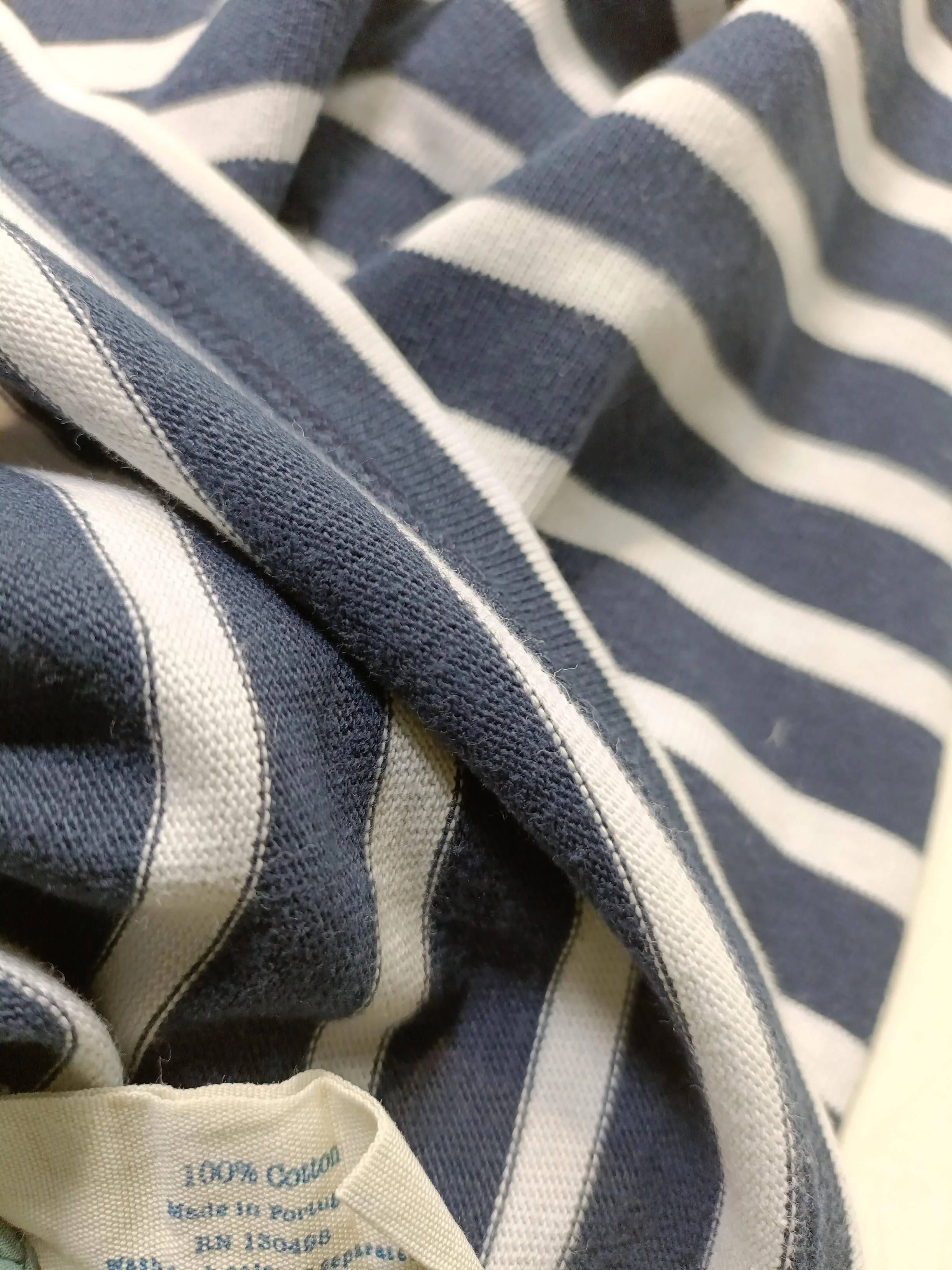 Jack Wills Women's Top UK 8 Blue Striped 100% Cotton 3/4 Sleeve Round Neck Basic - Image 6