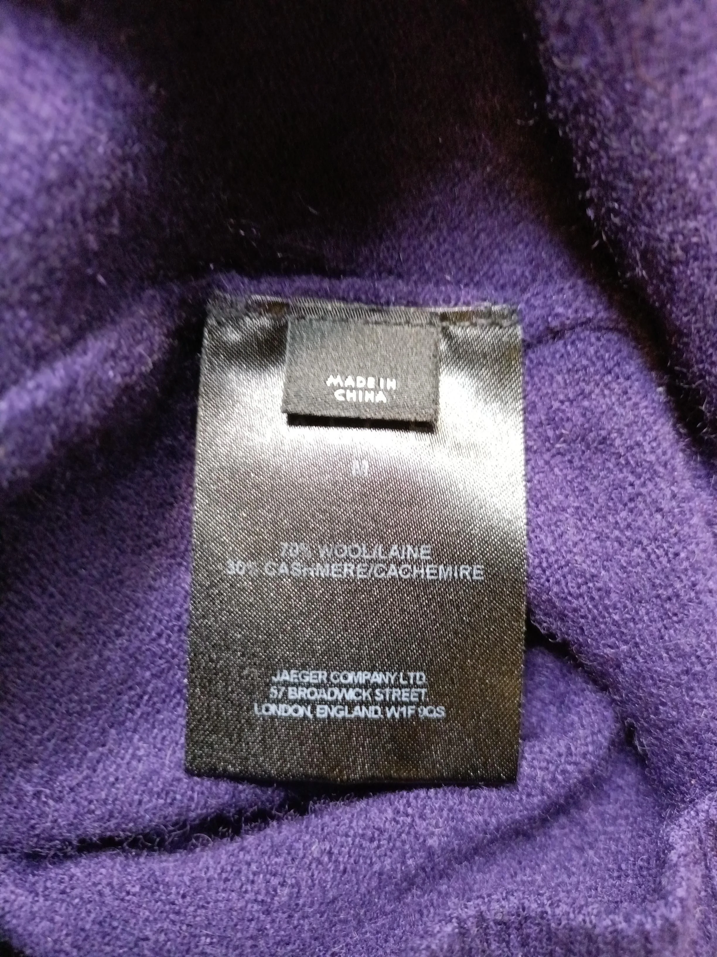 Jaeger Men's Jumper M Purple Wool with Cashmere V-Neck Pullover - Image 6