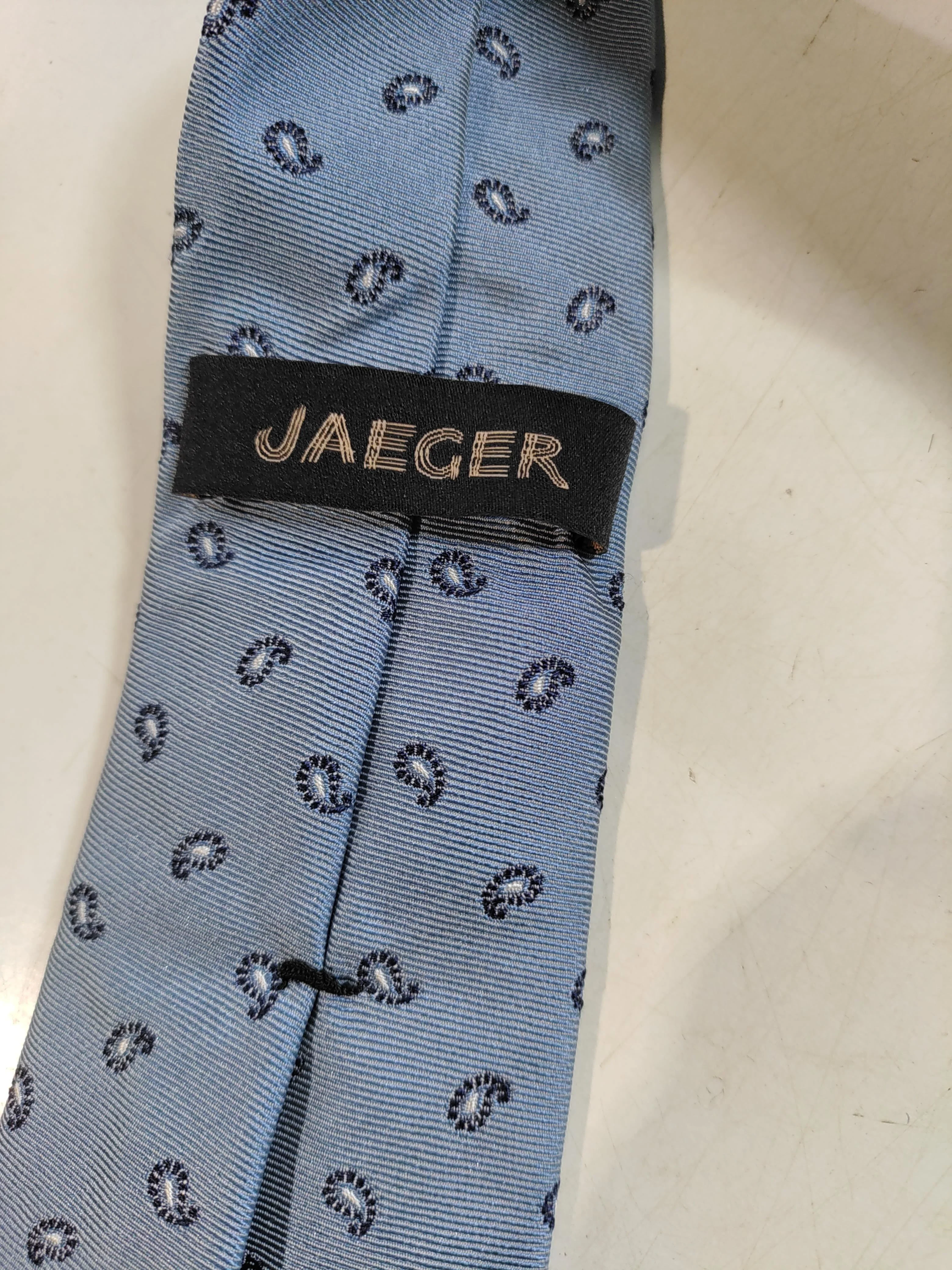 Jaeger Men's Tie Blue Paisley 100% Silk - Image 6