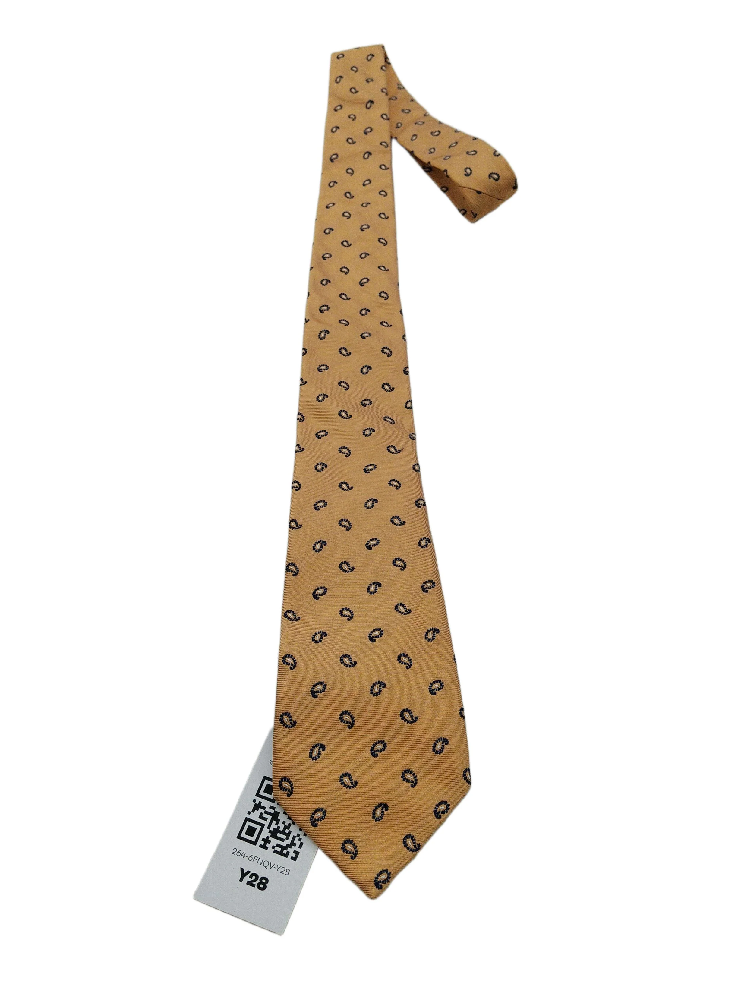 Jaeger Men's Tie Orange Paisley 100% Silk