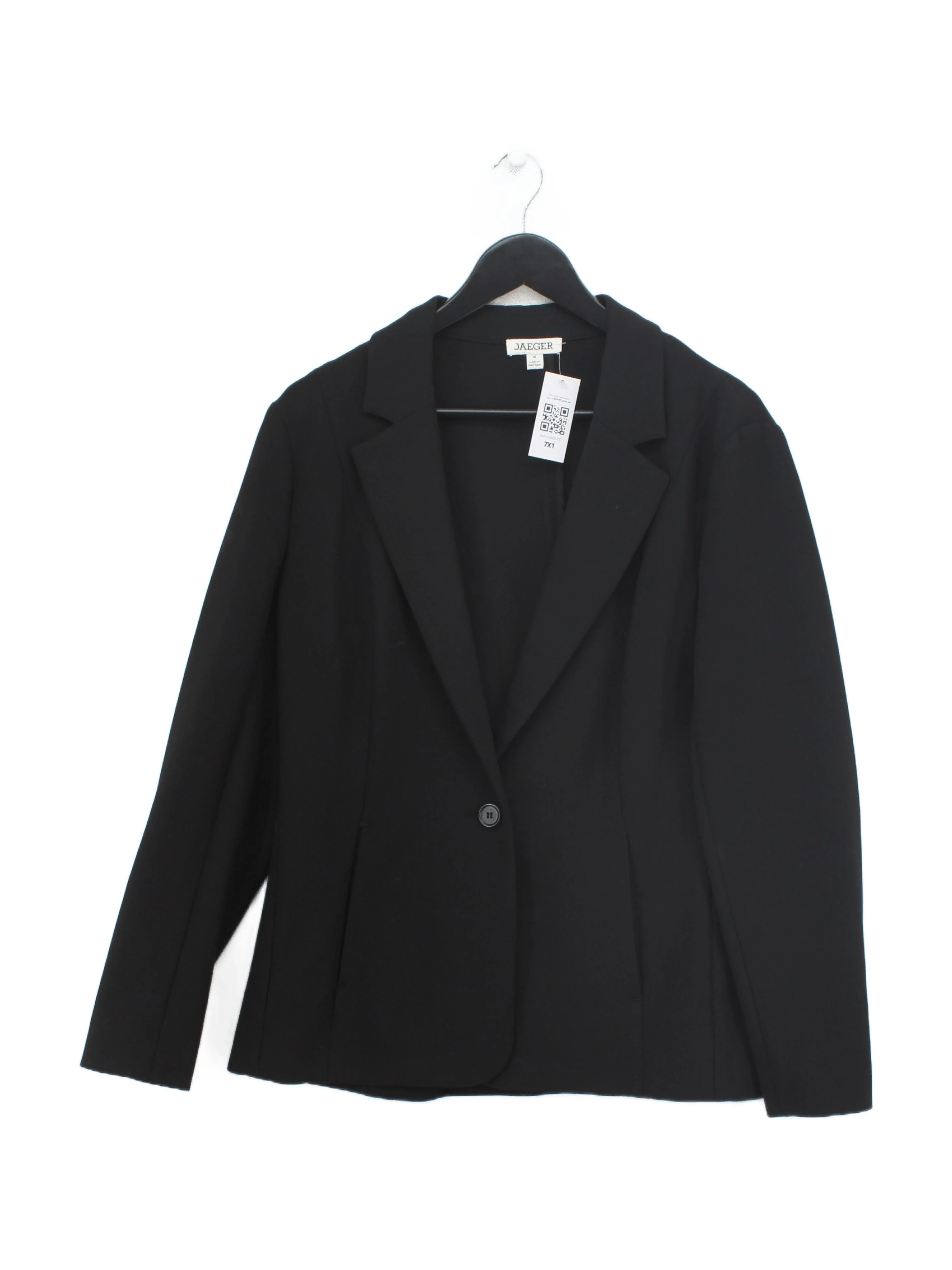 Jaeger Women's Blazer UK 16 Black Polyester with Viscose, Elastane Overcoat