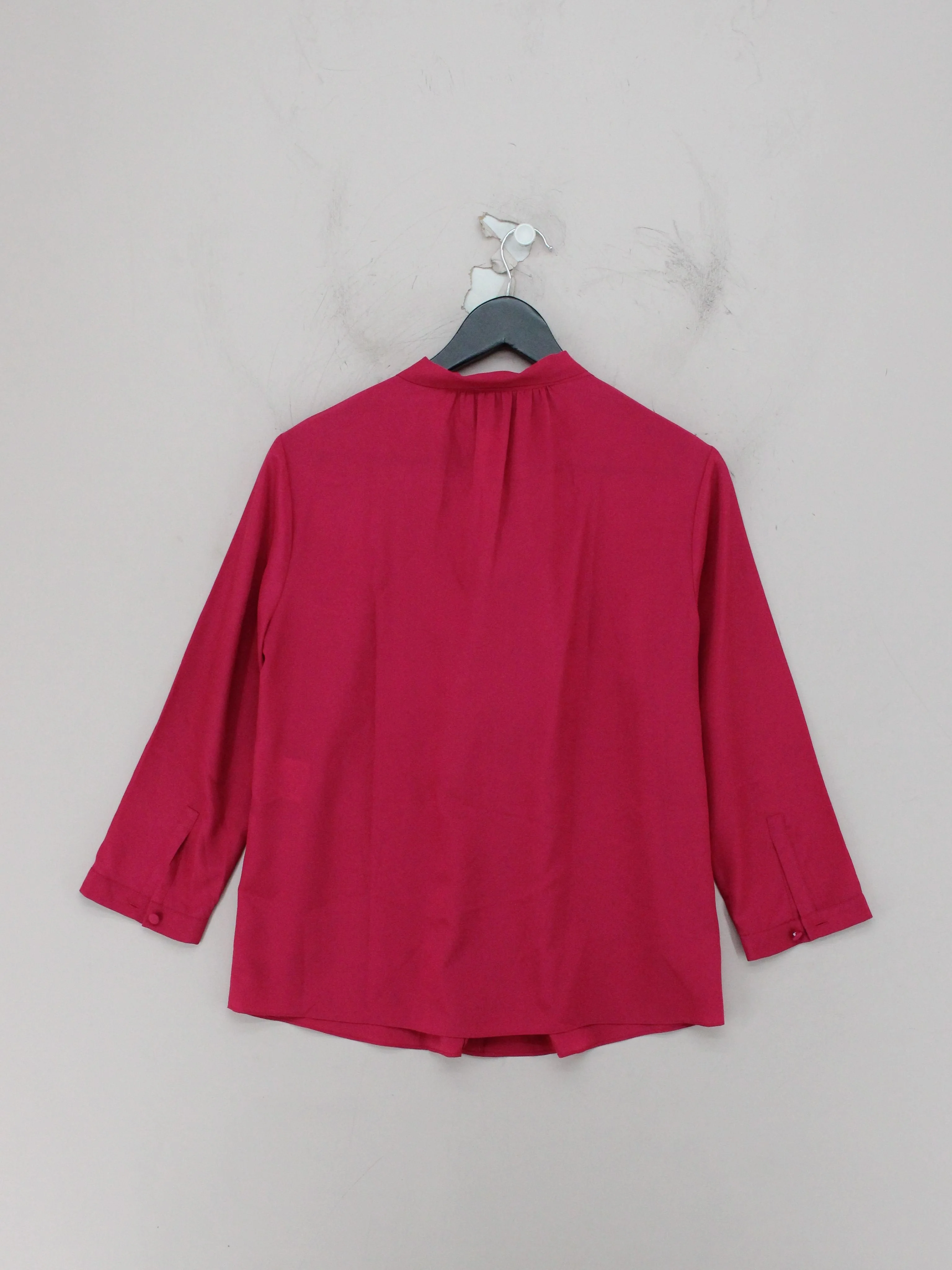 Jaeger Women's Blouse UK 12 Pink 100% Polyester 3/4 Sleeve Collared Basic - Image 2