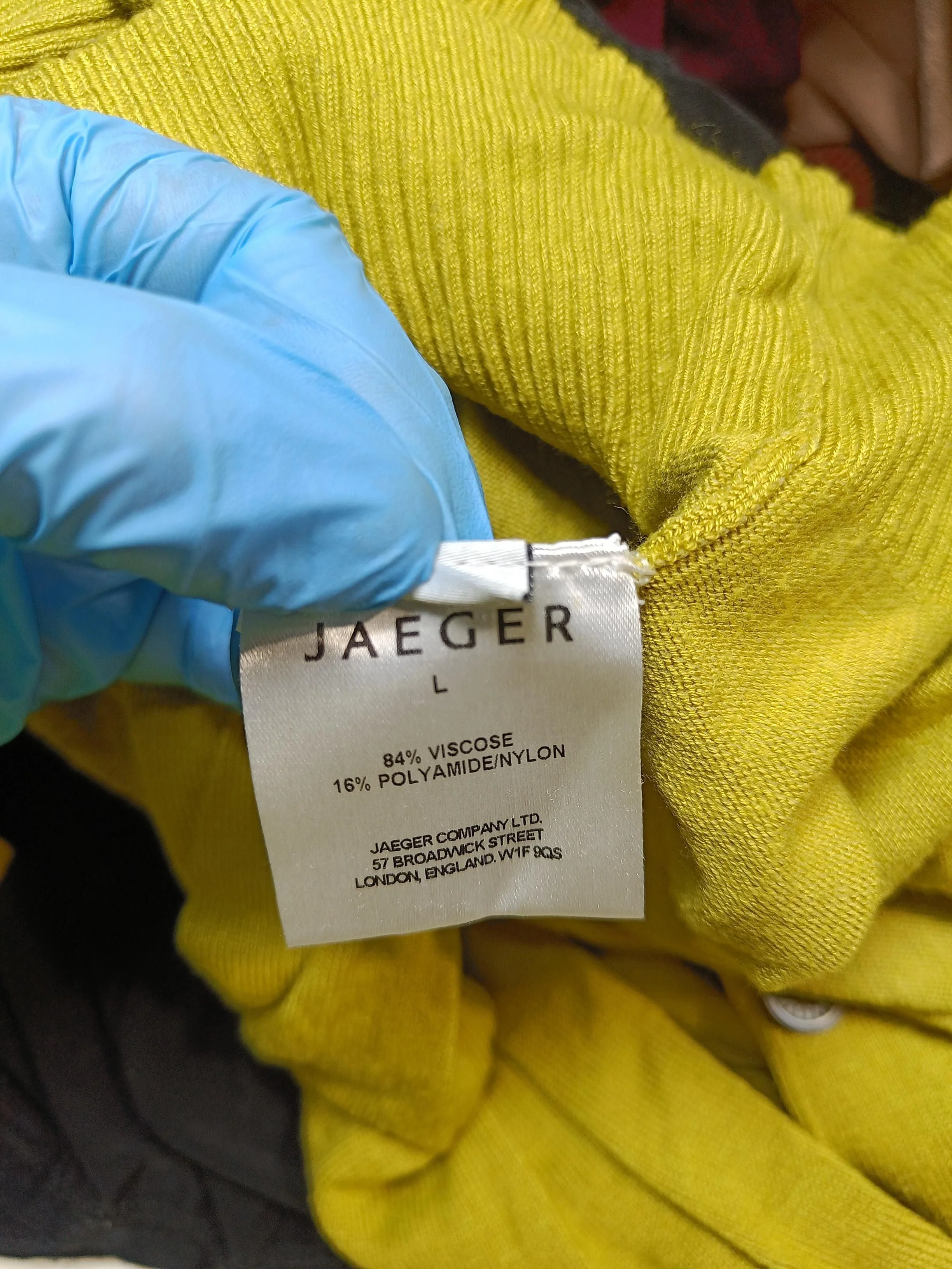 Jaeger Women's Cardigan L Yellow Viscose with Polyamide V-Neck Cardigan - Image 6