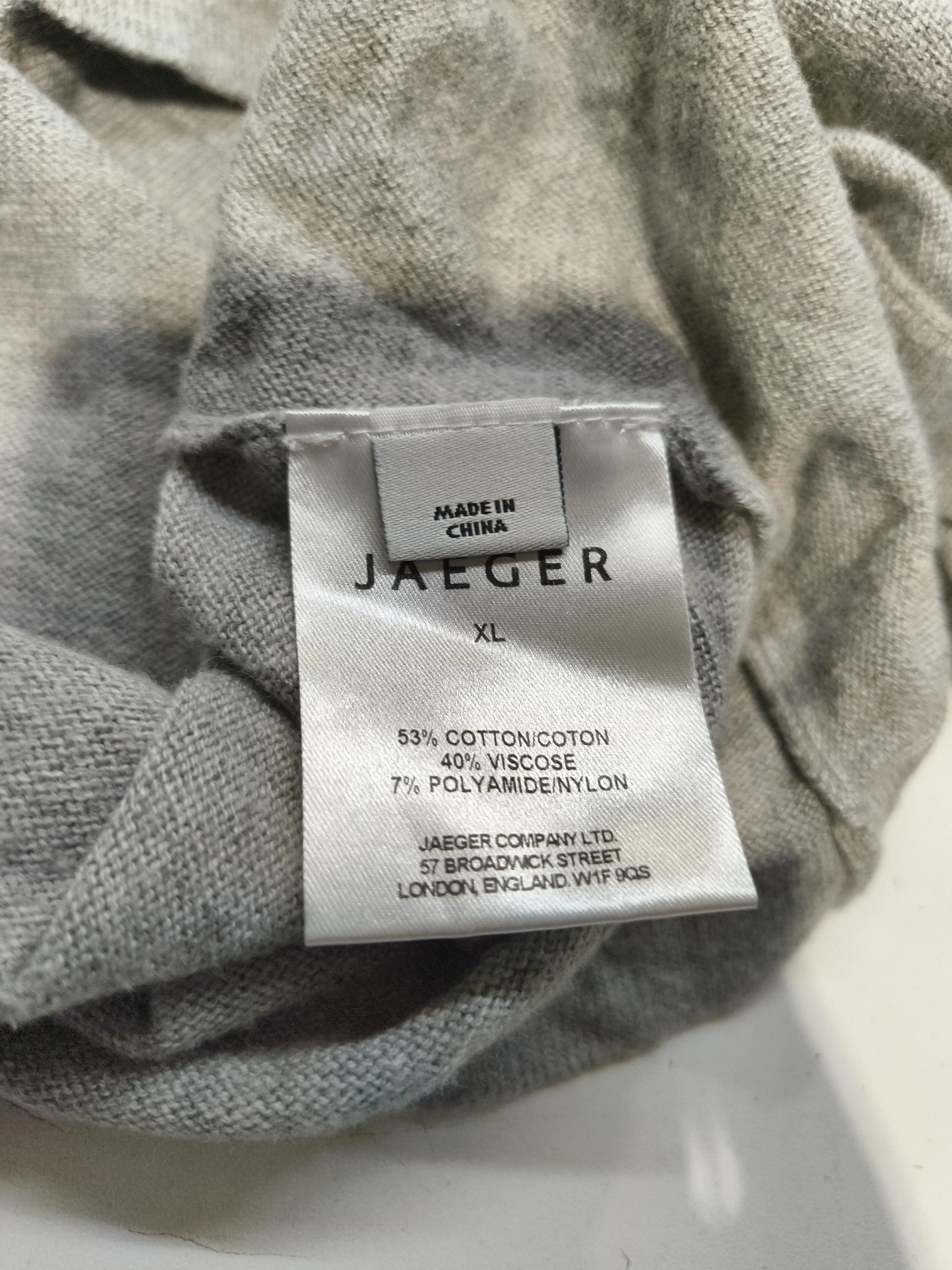 Jaeger Women's Cardigan XL Grey Cotton with Viscose, Polyamide V-Neck Cardigan - Image 6