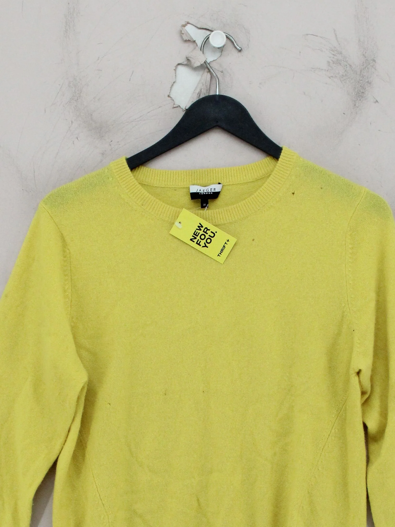 Jaeger Women's Jumper M Yellow 100% Cashmere Round Neck Pullover - Image 3