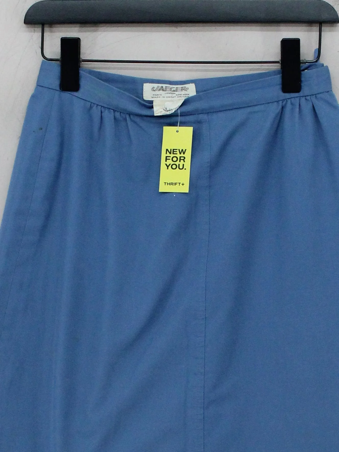 Jaeger Women's Midi Skirt UK 12 Blue Polyester with Cotton, Acetate Midi A-Line - Image 3