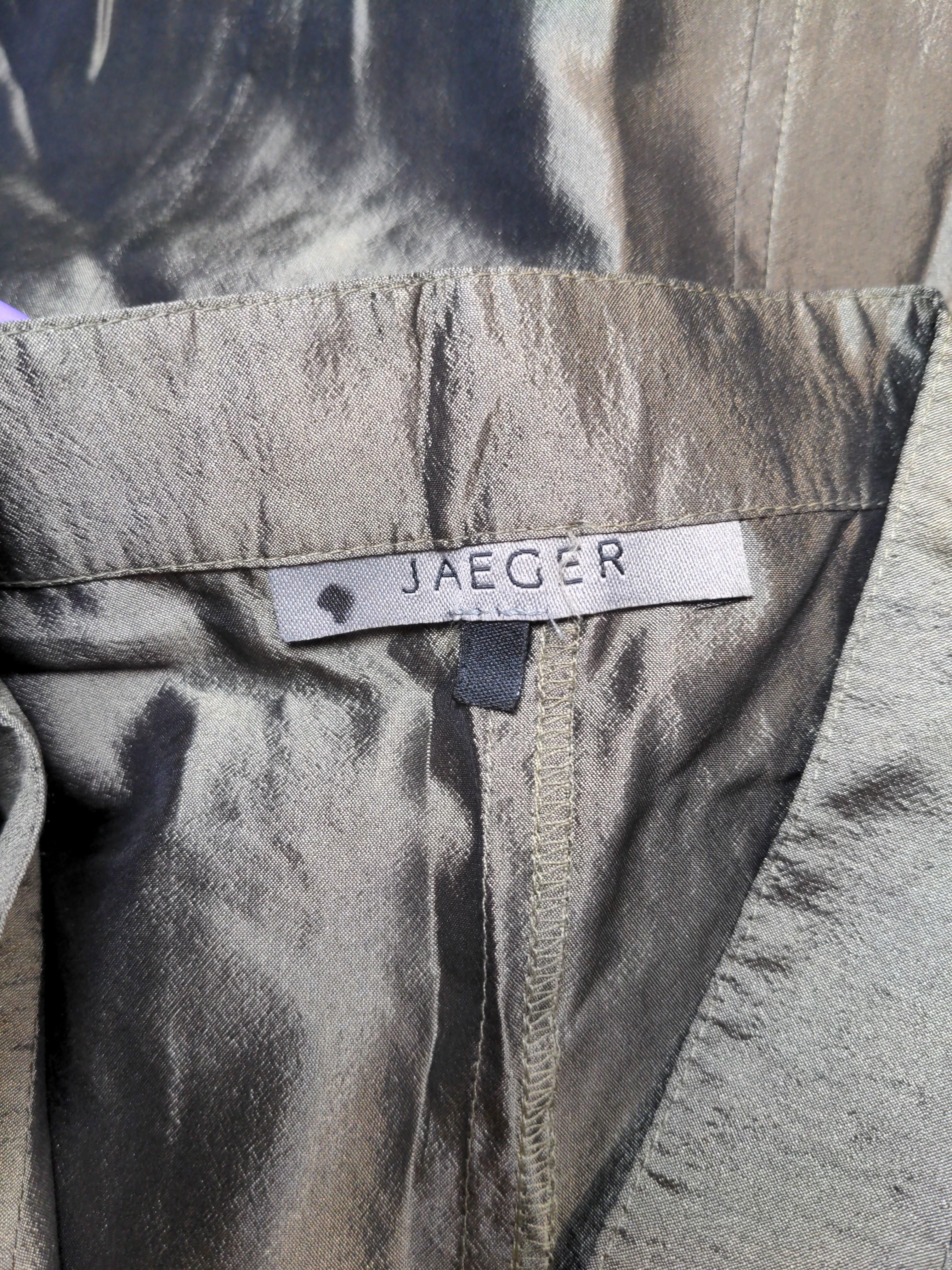 Jaeger Women's Shirt UK 14 Green 100% Silk Short Sleeve Collared Basic - Image 5