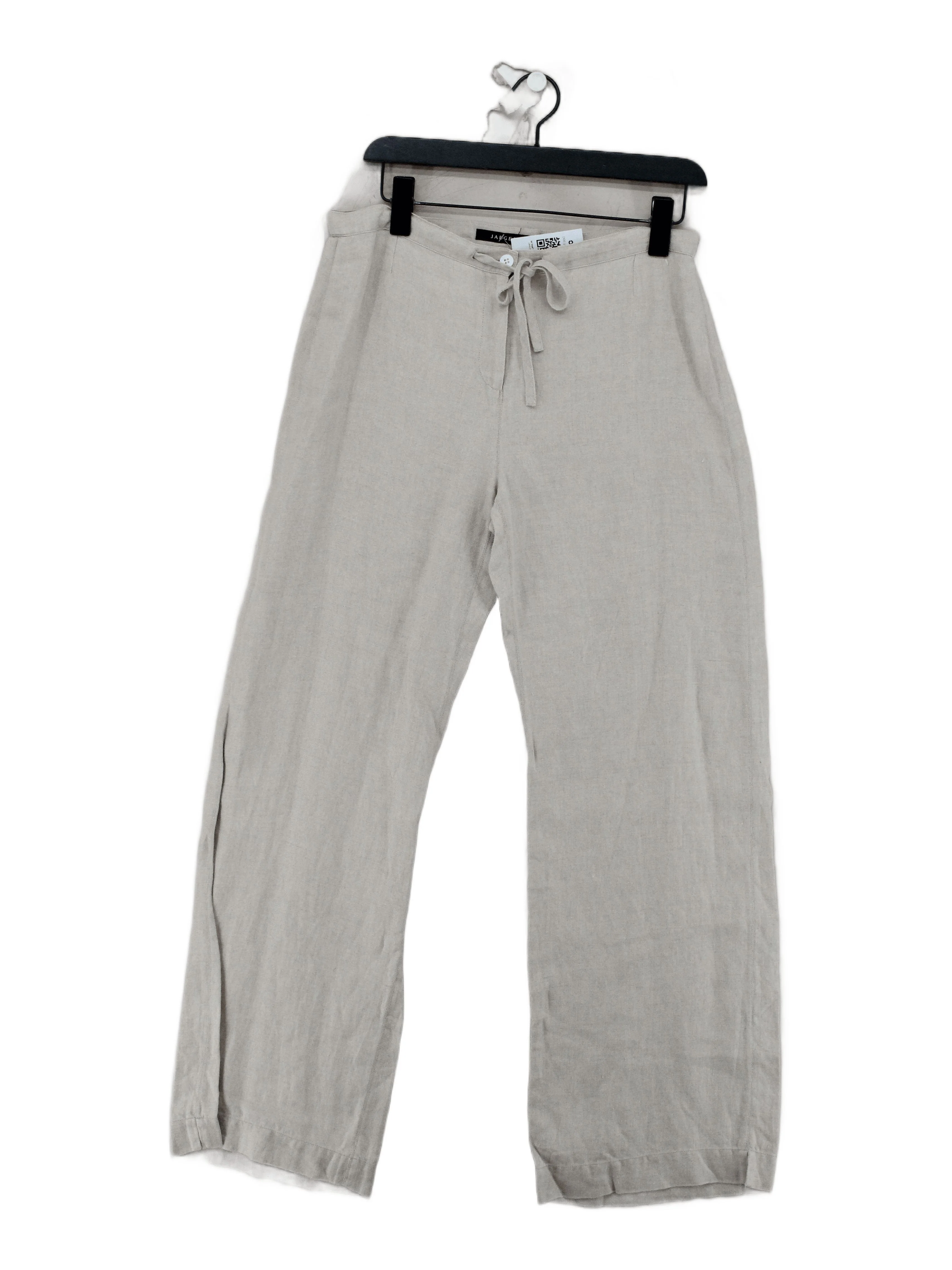 Jaeger Women's Trousers UK 12 Cream 100% Linen Wide-Leg Chino