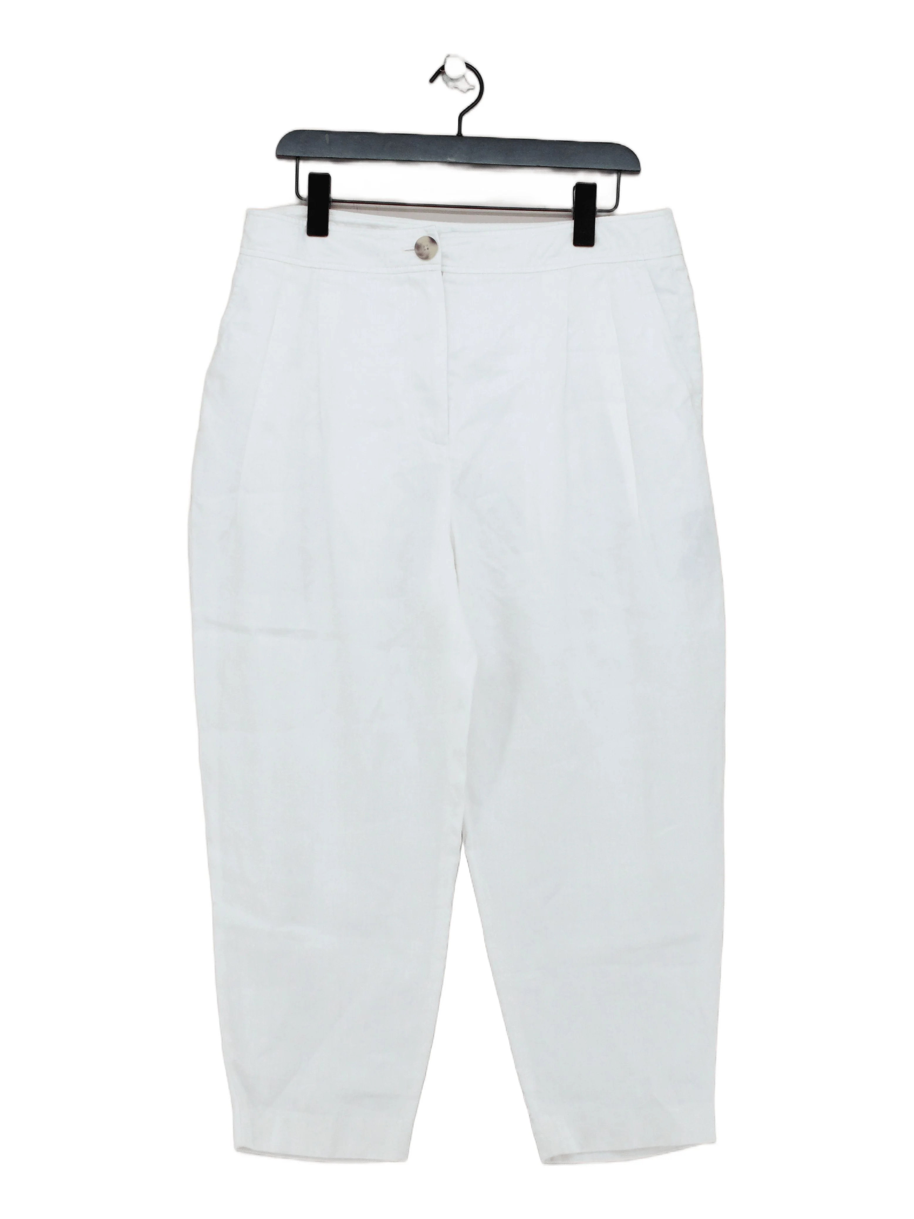 Jaeger Women's Trousers UK 14 White 100% Cotton Tapered Chino