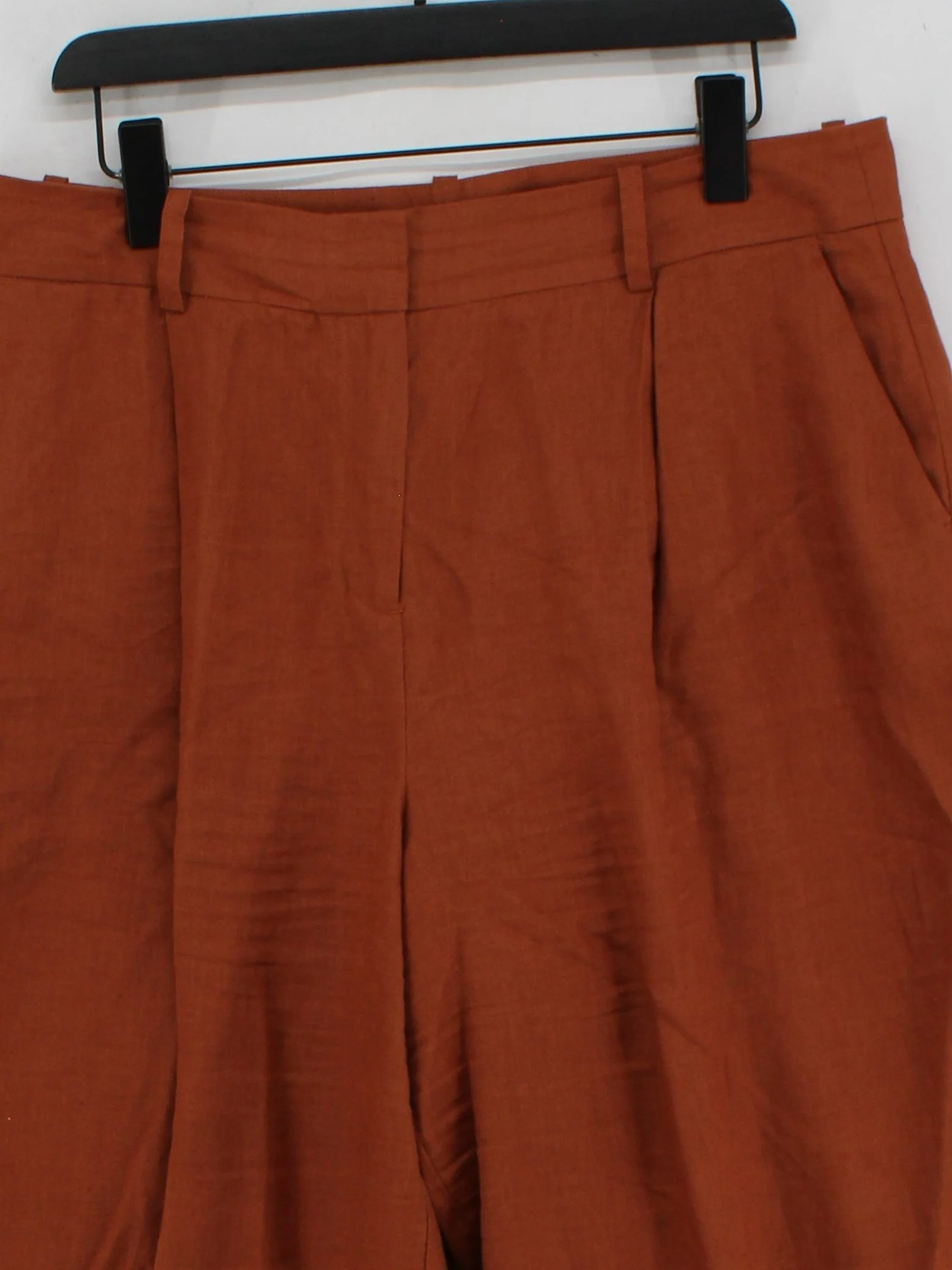 Jaeger Women's Trousers UK 16 Brown 100% Linen Wide-Leg Cropped - Image 3