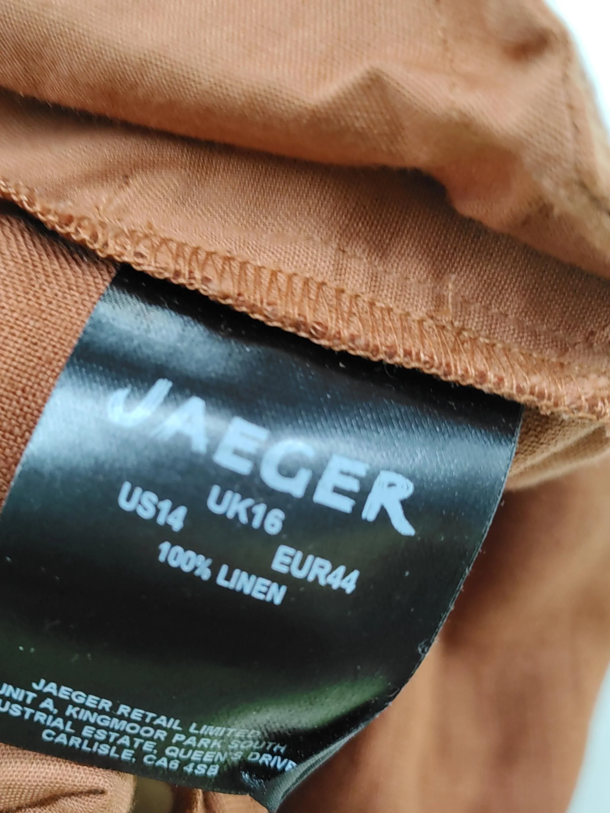 Jaeger Women's Trousers UK 16 Brown 100% Linen Wide-Leg Cropped - Image 6