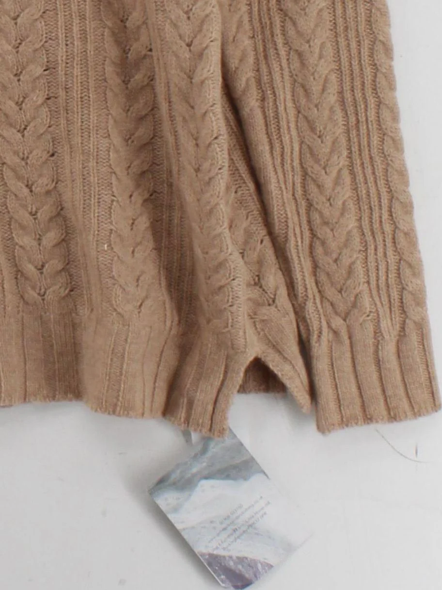 James Alexander Women's Jumper M Tan 100% Wool High Neck Pullover - Image 4