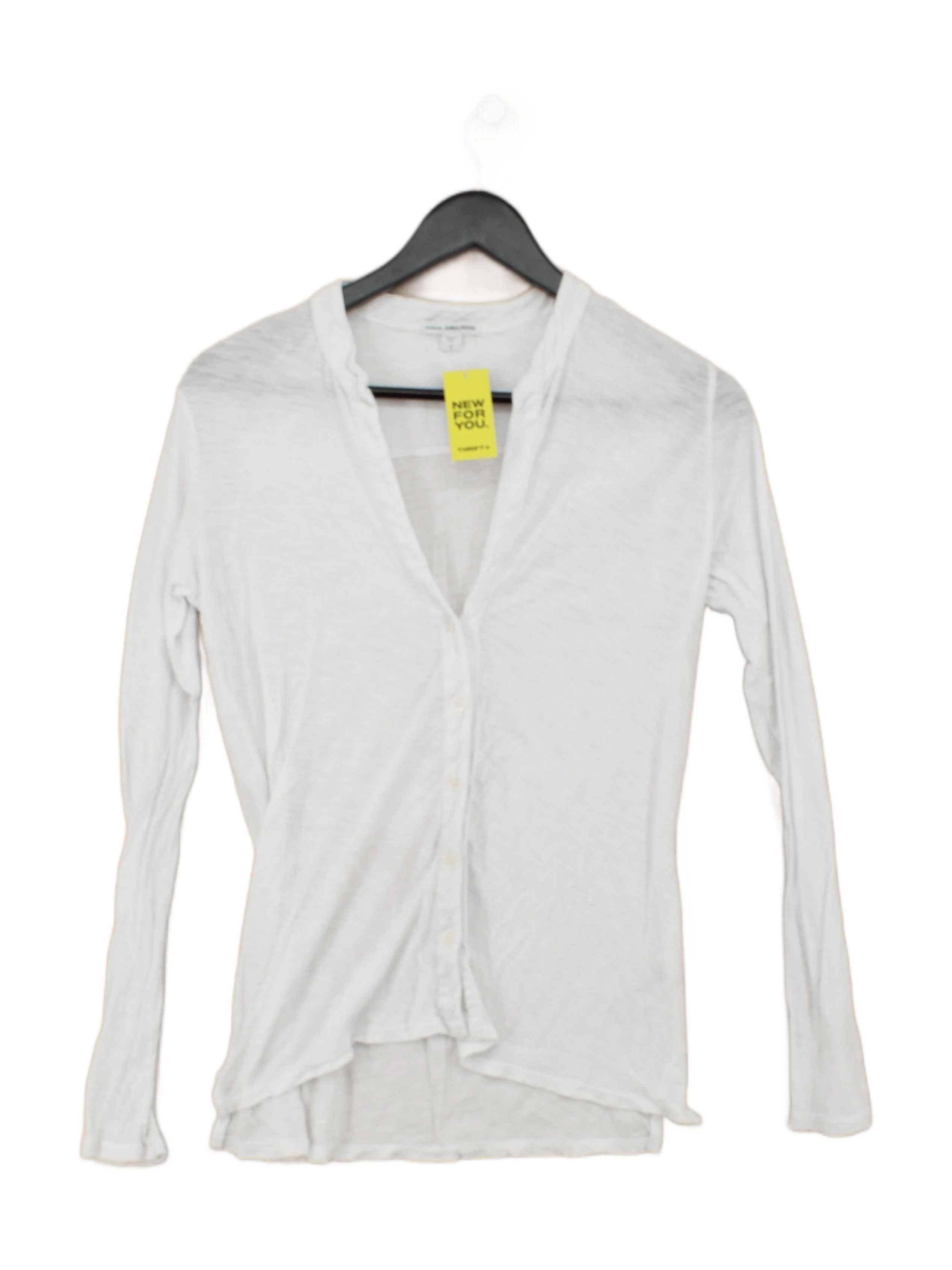 James Perse Women's Blouse UK 8 White 100% Cotton Long Sleeve V-Neck Basic