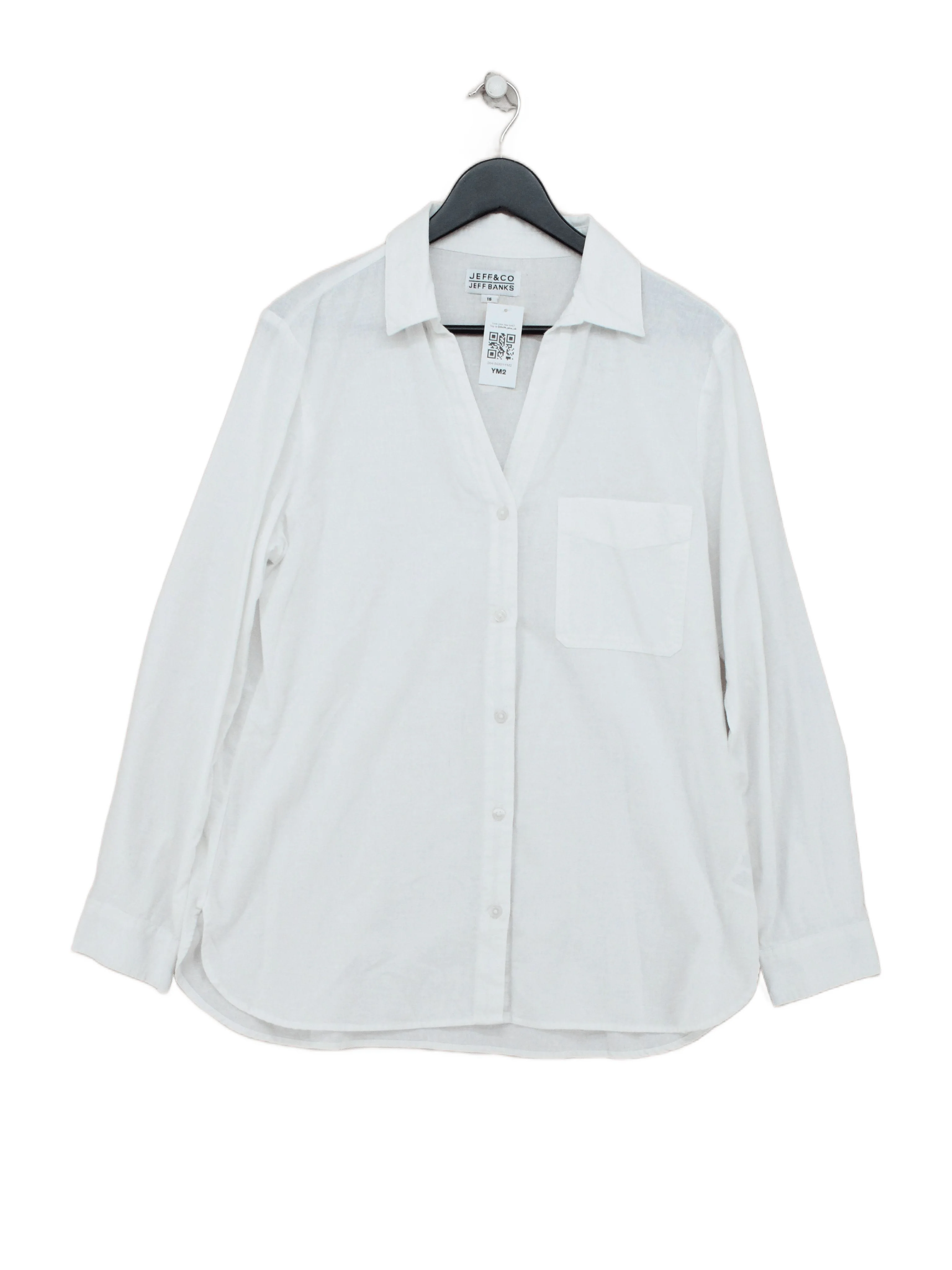 Jeff Banks Women's Shirt UK 16 White Cotton with Polyester, Linen Basic