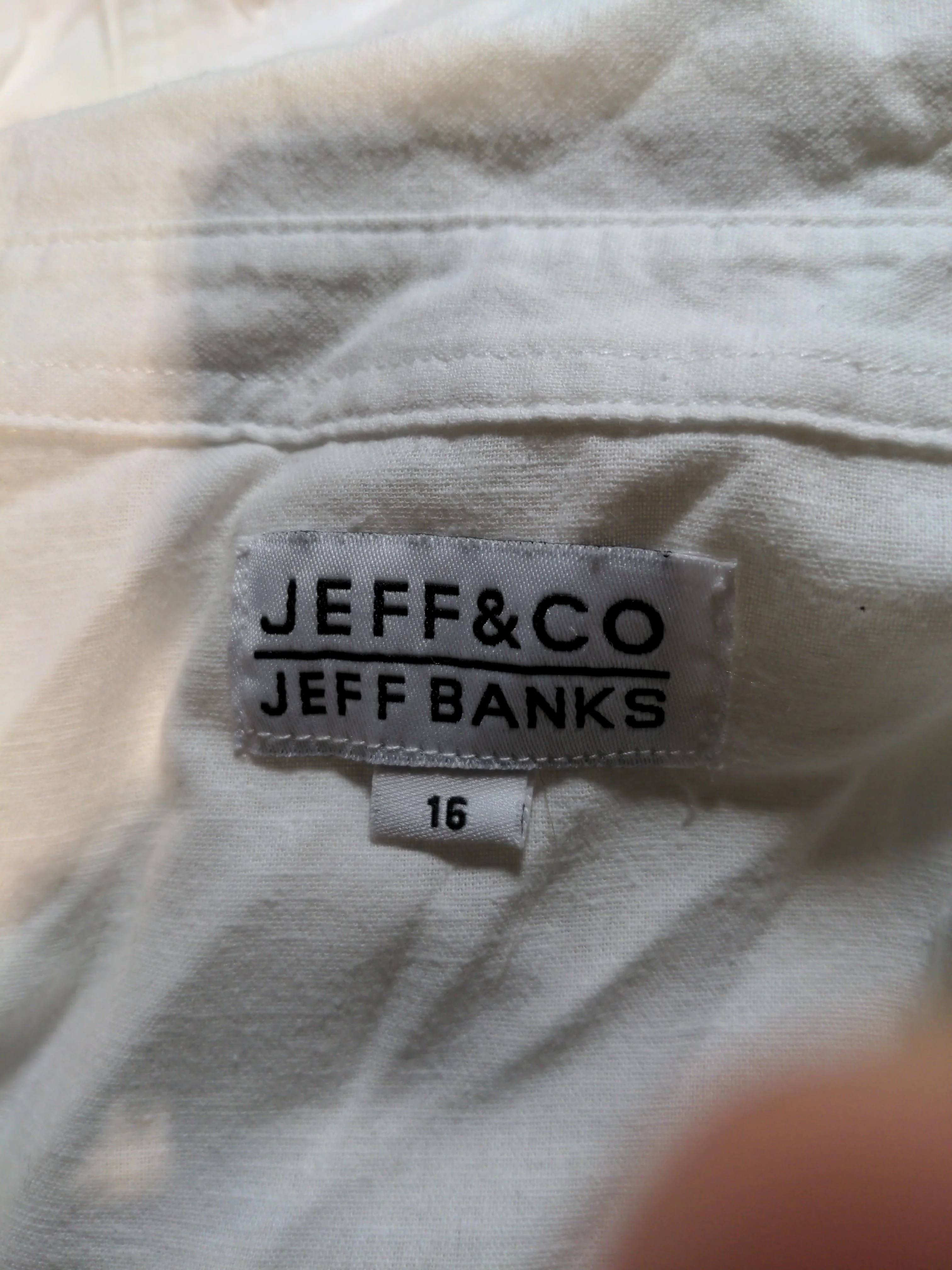 Jeff Banks Women's Shirt UK 16 White Cotton with Polyester, Linen Basic - Image 8