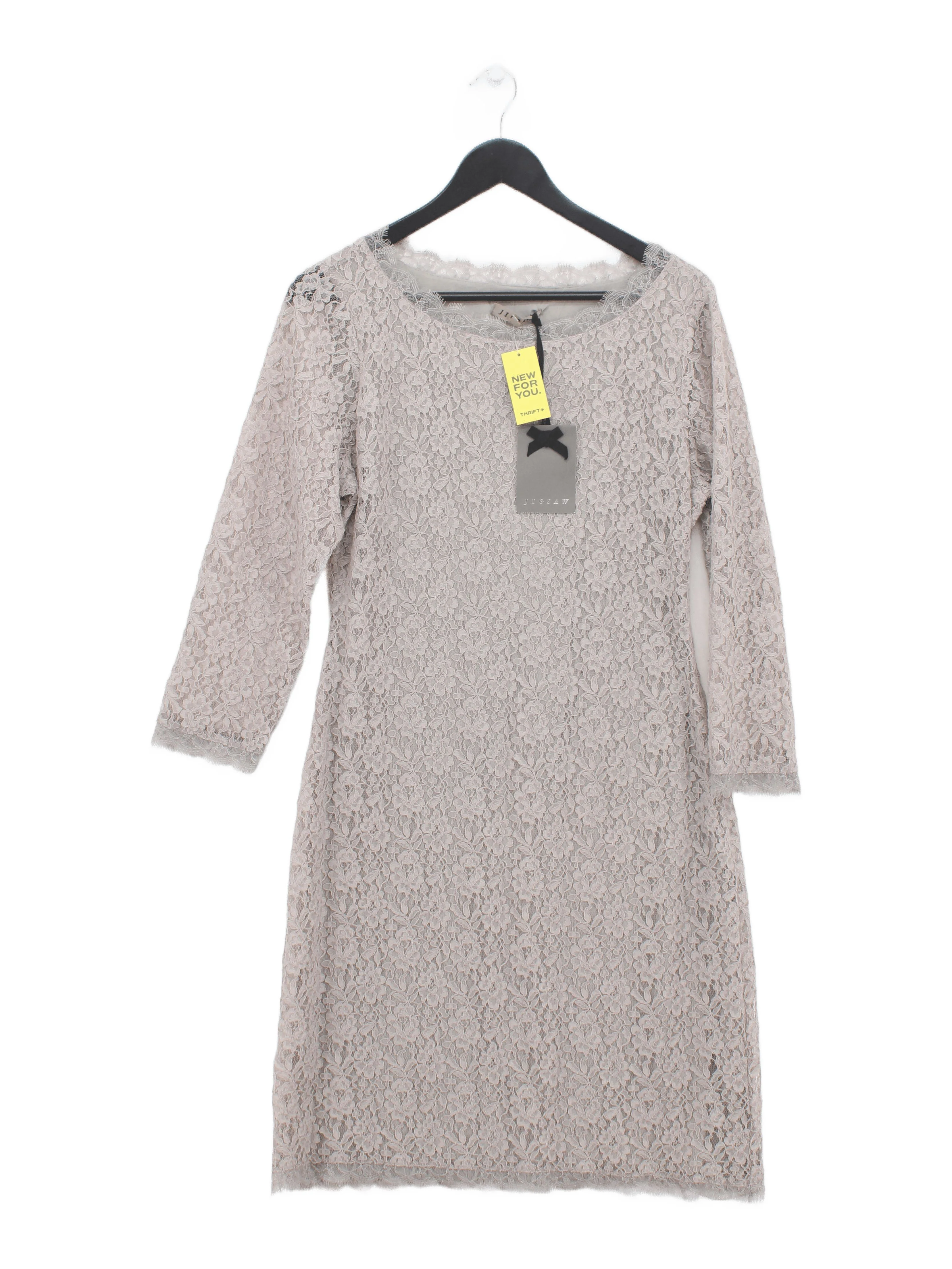 Jigsaw Bodycon Midi Dress L in Grey
