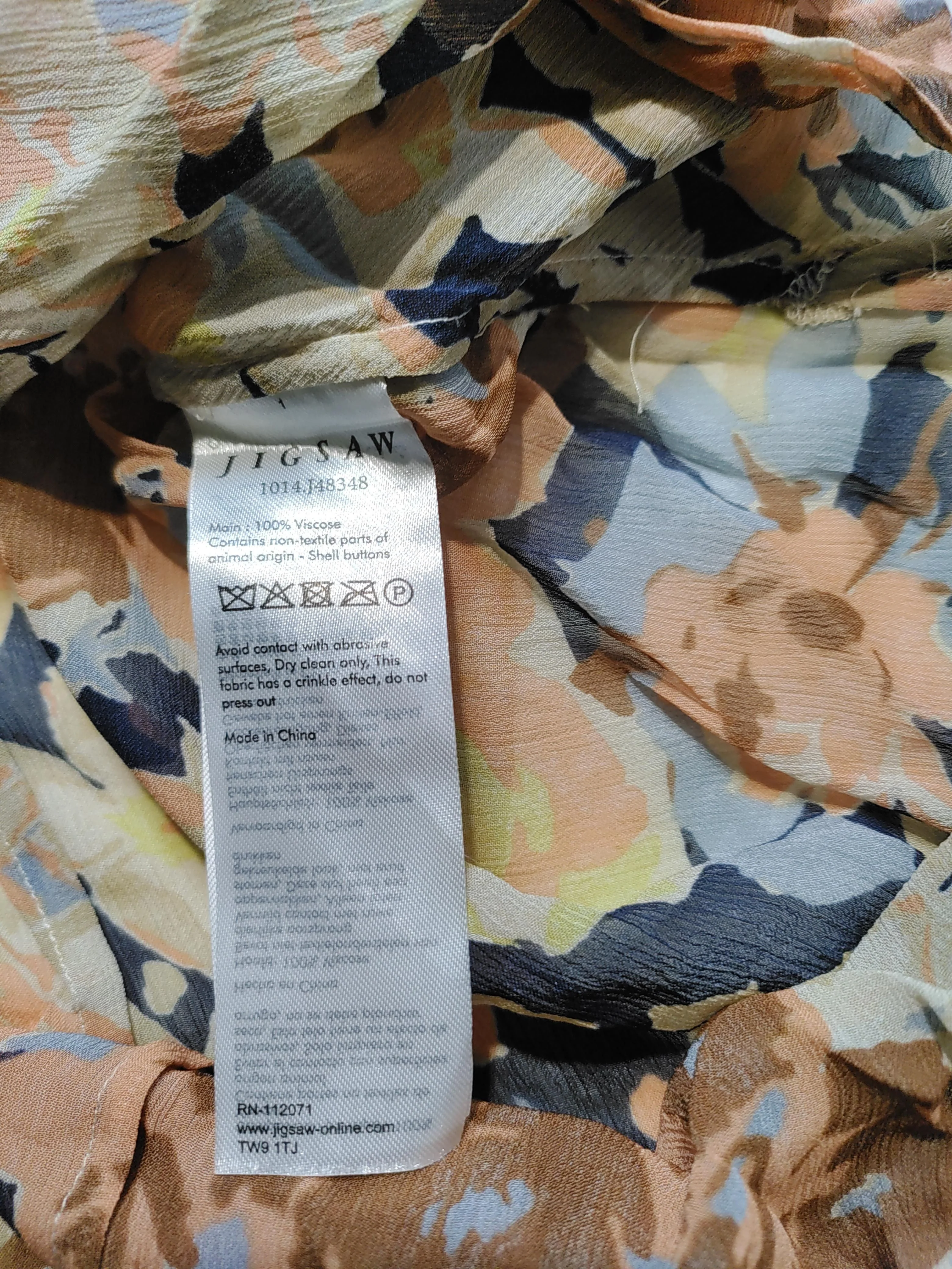 Jigsaw Women's Blouse UK 6 Multi Floral 100% Viscose Sleeveless High Neck Basic - Image 6