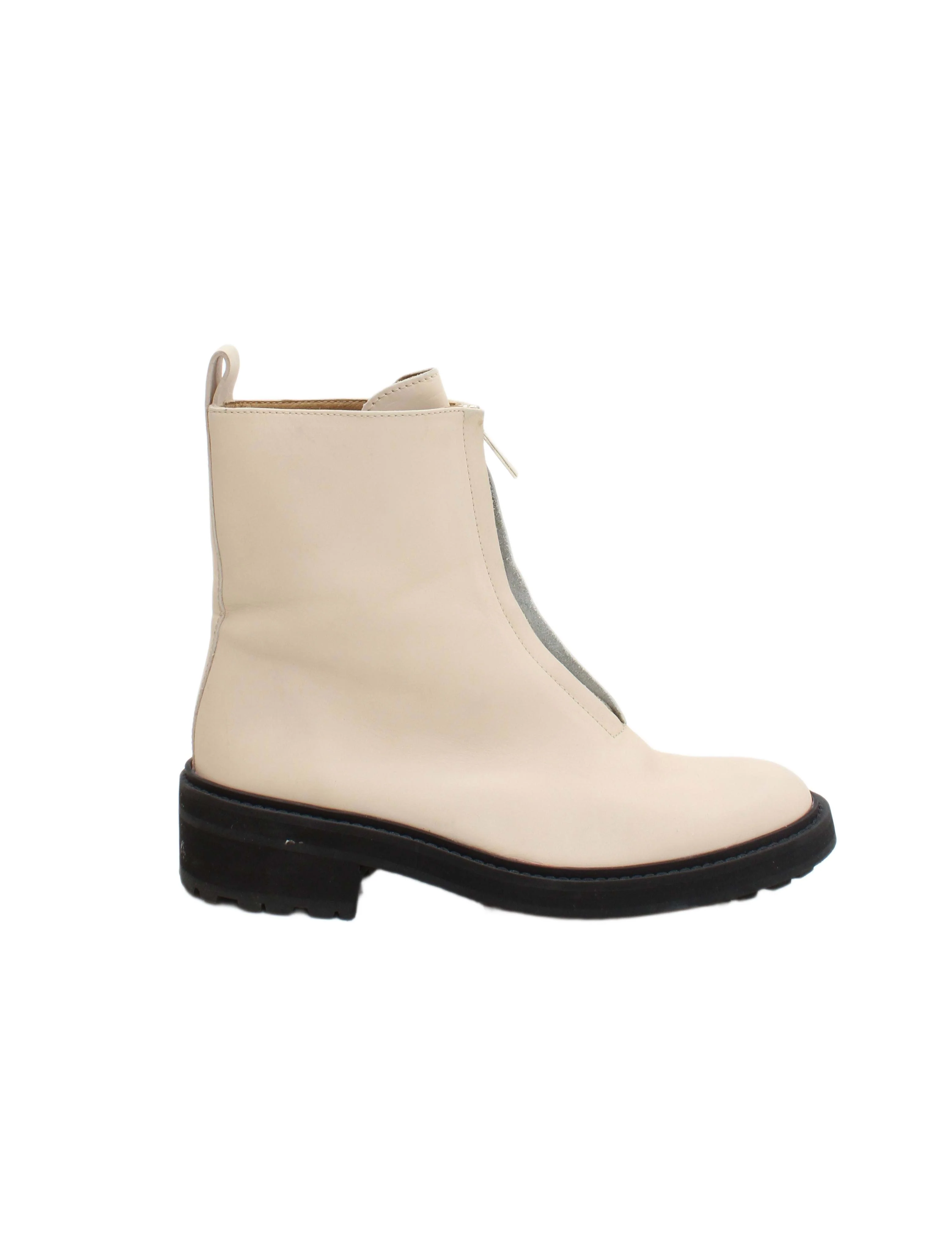 Jigsaw Women's Boots UK 5 Cream 100% Leather Combat