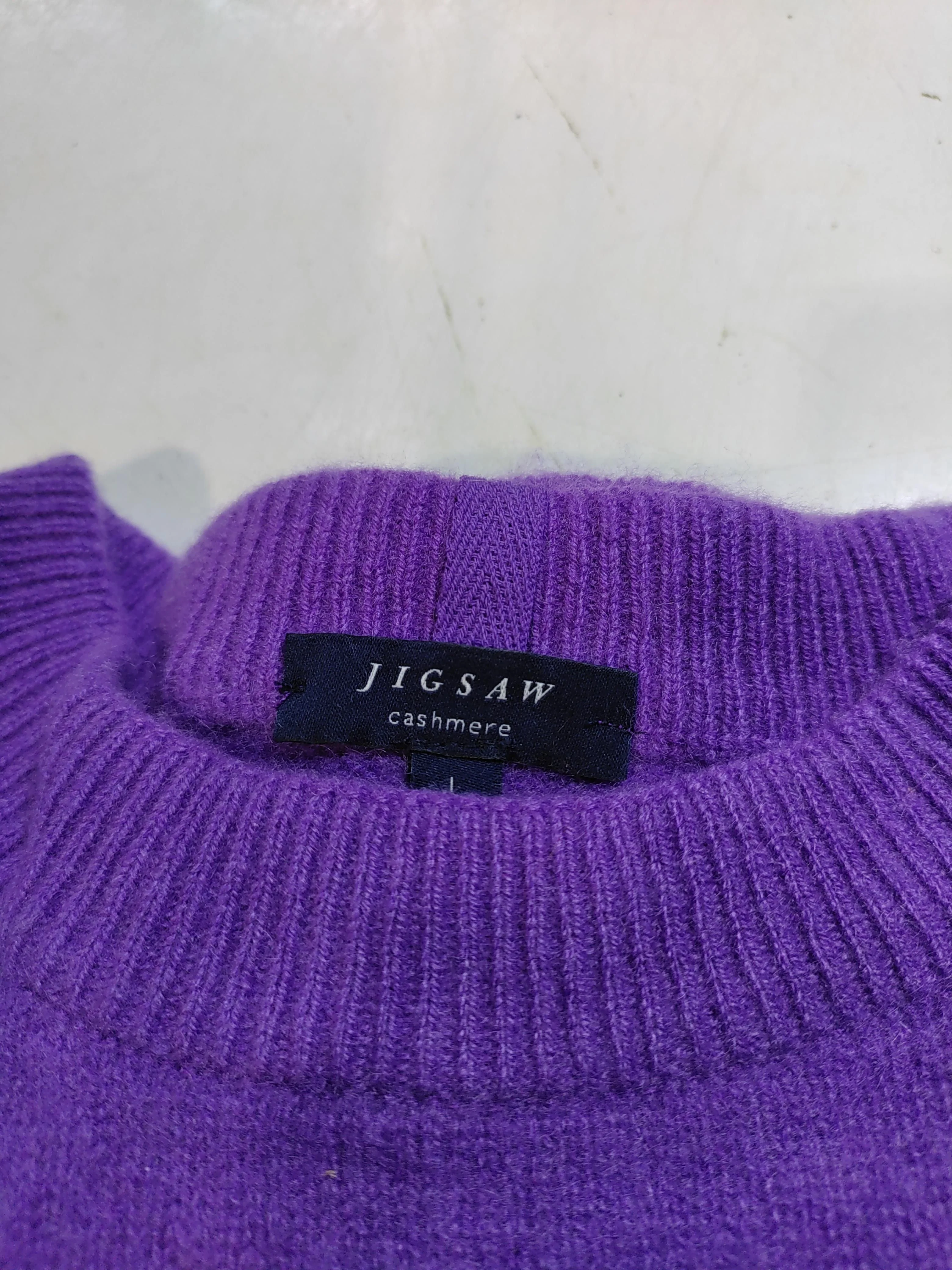 Jigsaw Women's Jumper L Purple 100% Cashmere Crew Neck Pullover - Image 5