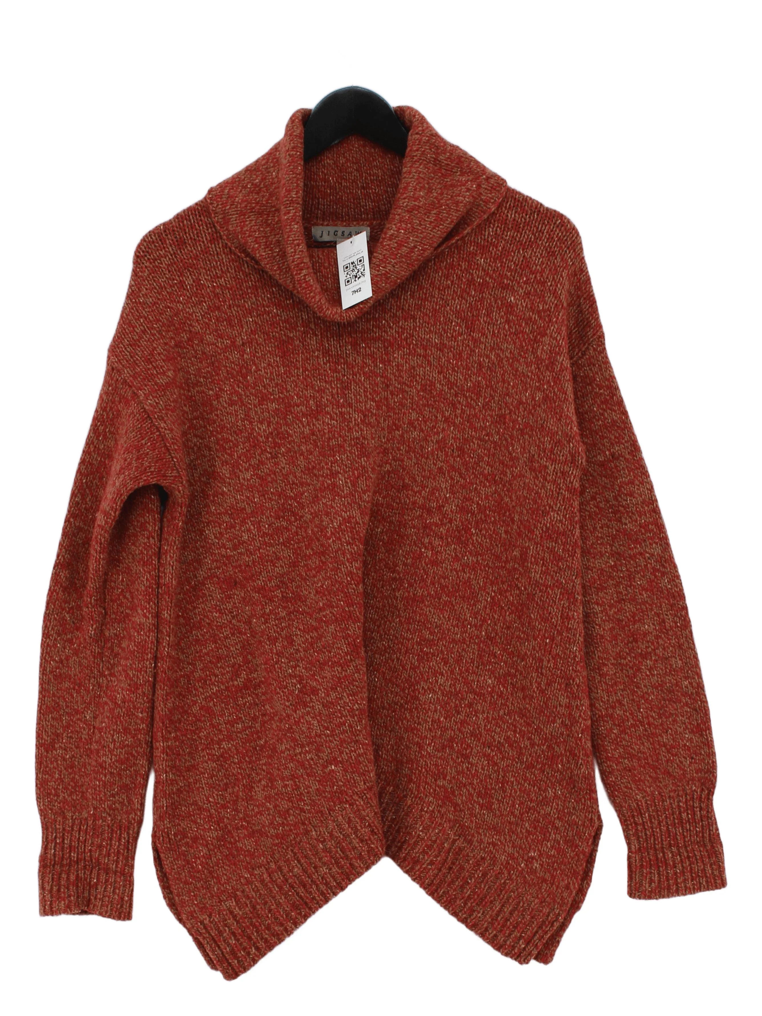 Jigsaw Women's Jumper M Red Wool with Nylon Roll Neck Pullover