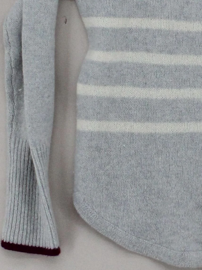 Jigsaw Women's Jumper S Grey Striped 100% Cashmere Round Neck Pullover - Image 4