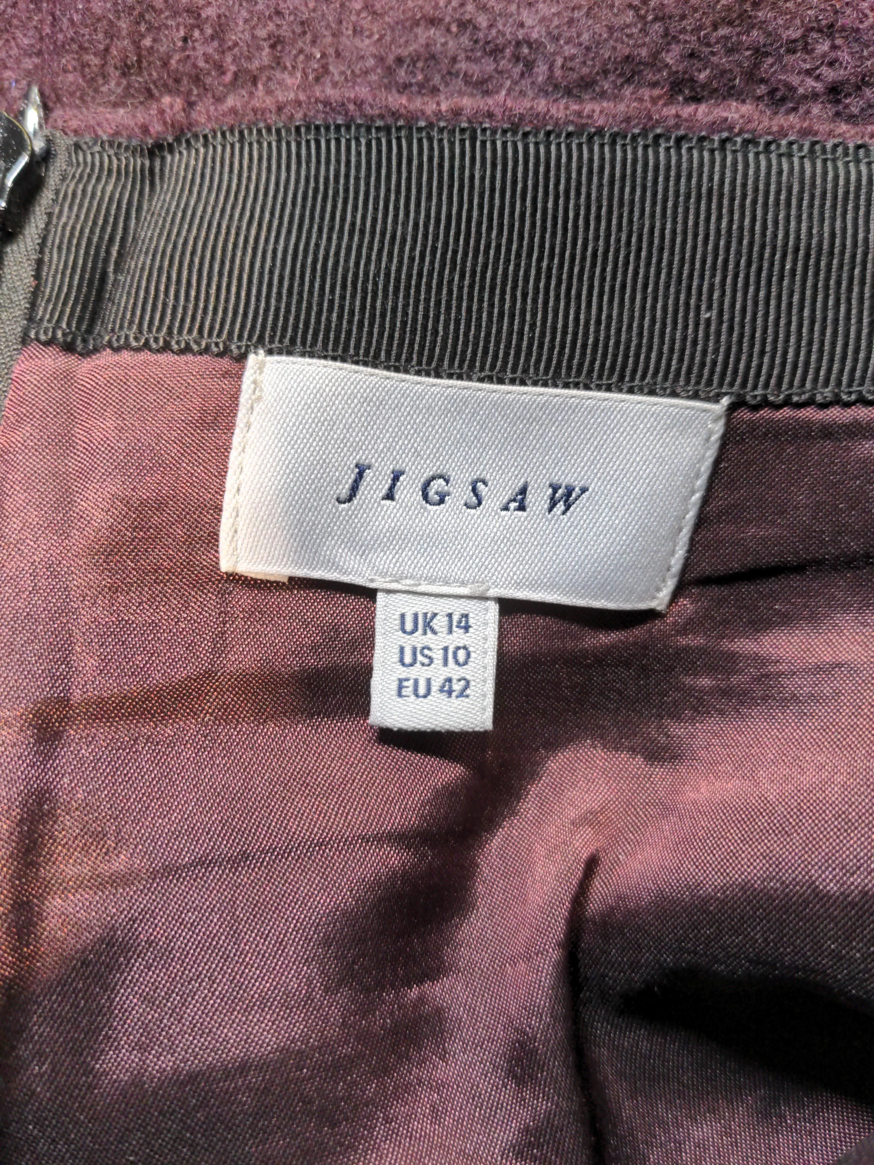 Jigsaw Women's Midi Skirt UK 14 Purple Wool - Image 6