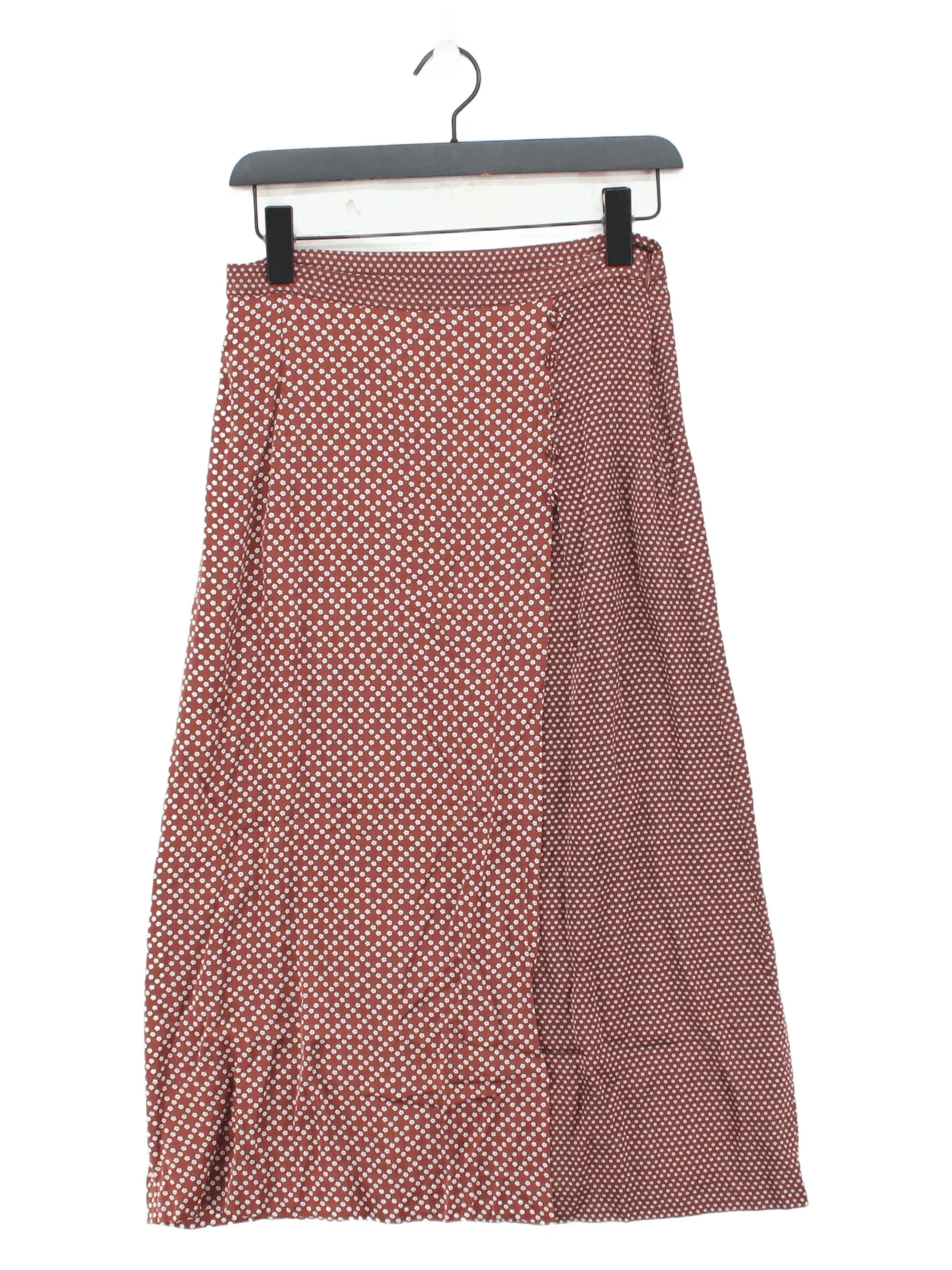 Jigsaw Women's Midi Skirt UK 8 Brown Geometric 100% Viscose Midi Wrap