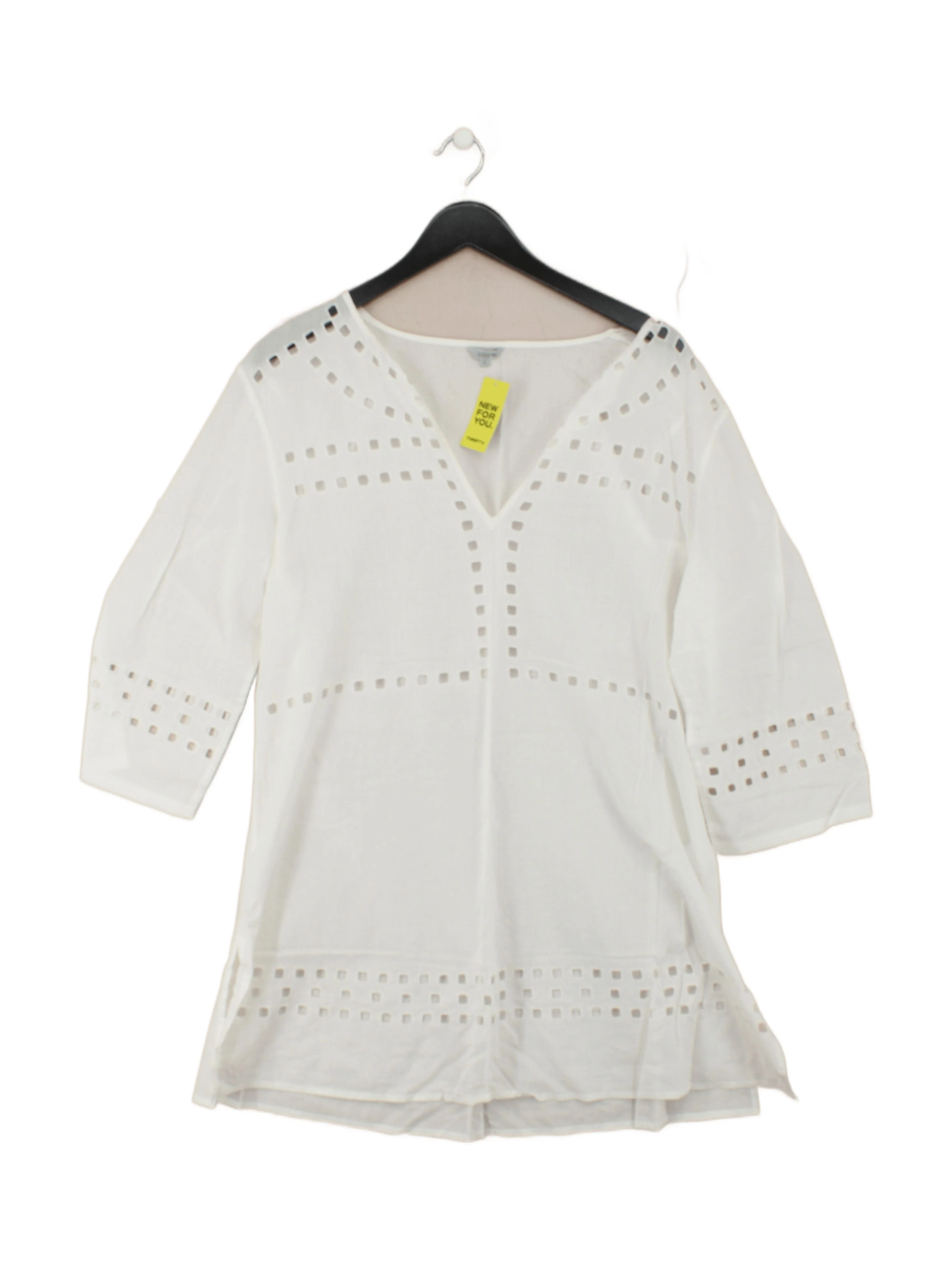 Jigsaw Women's Top L White 100% Cotton 3/4 Sleeve V-Neck Tunic