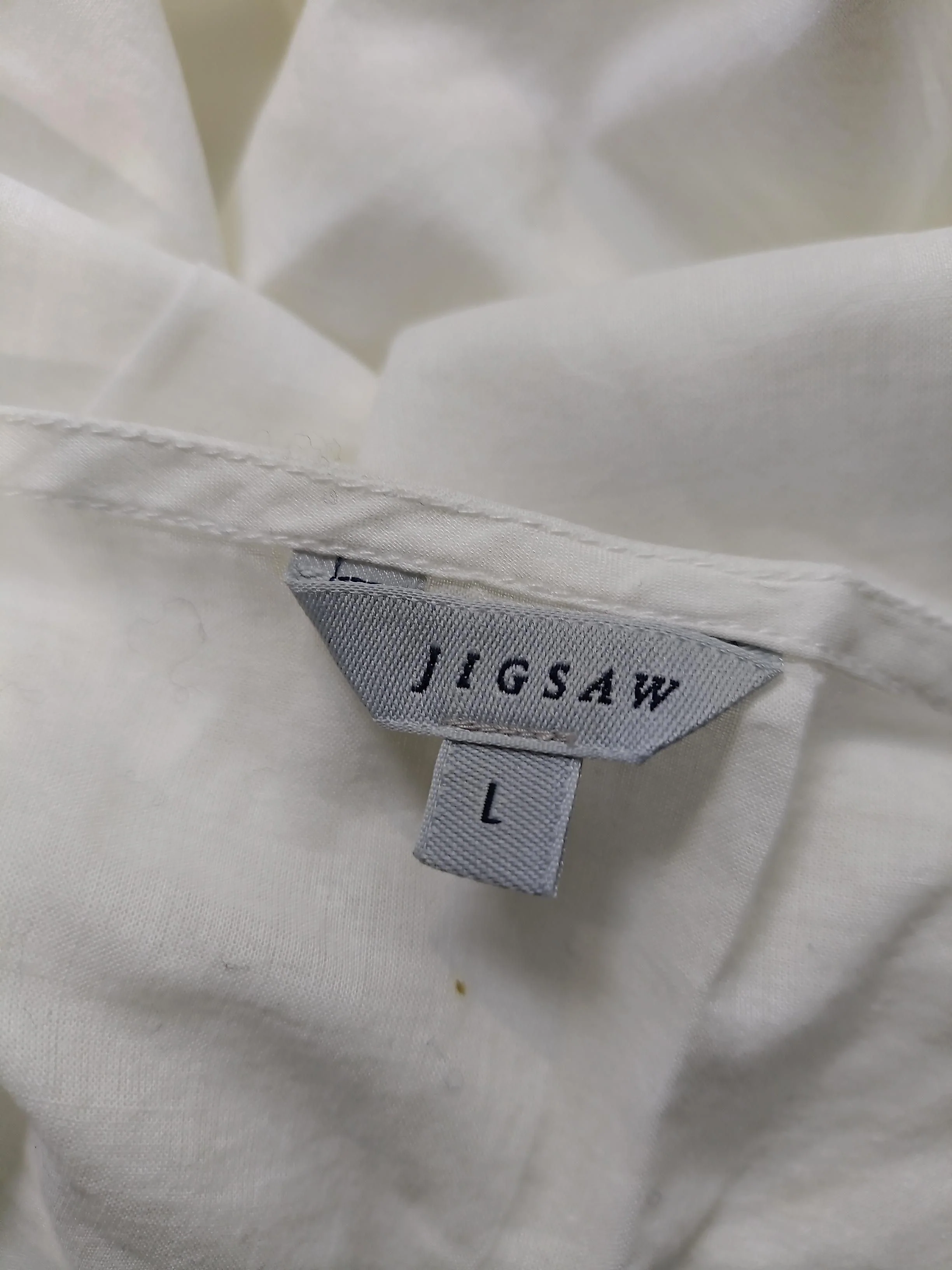 Jigsaw Women's Top L White 100% Cotton 3/4 Sleeve V-Neck Tunic - Image 5