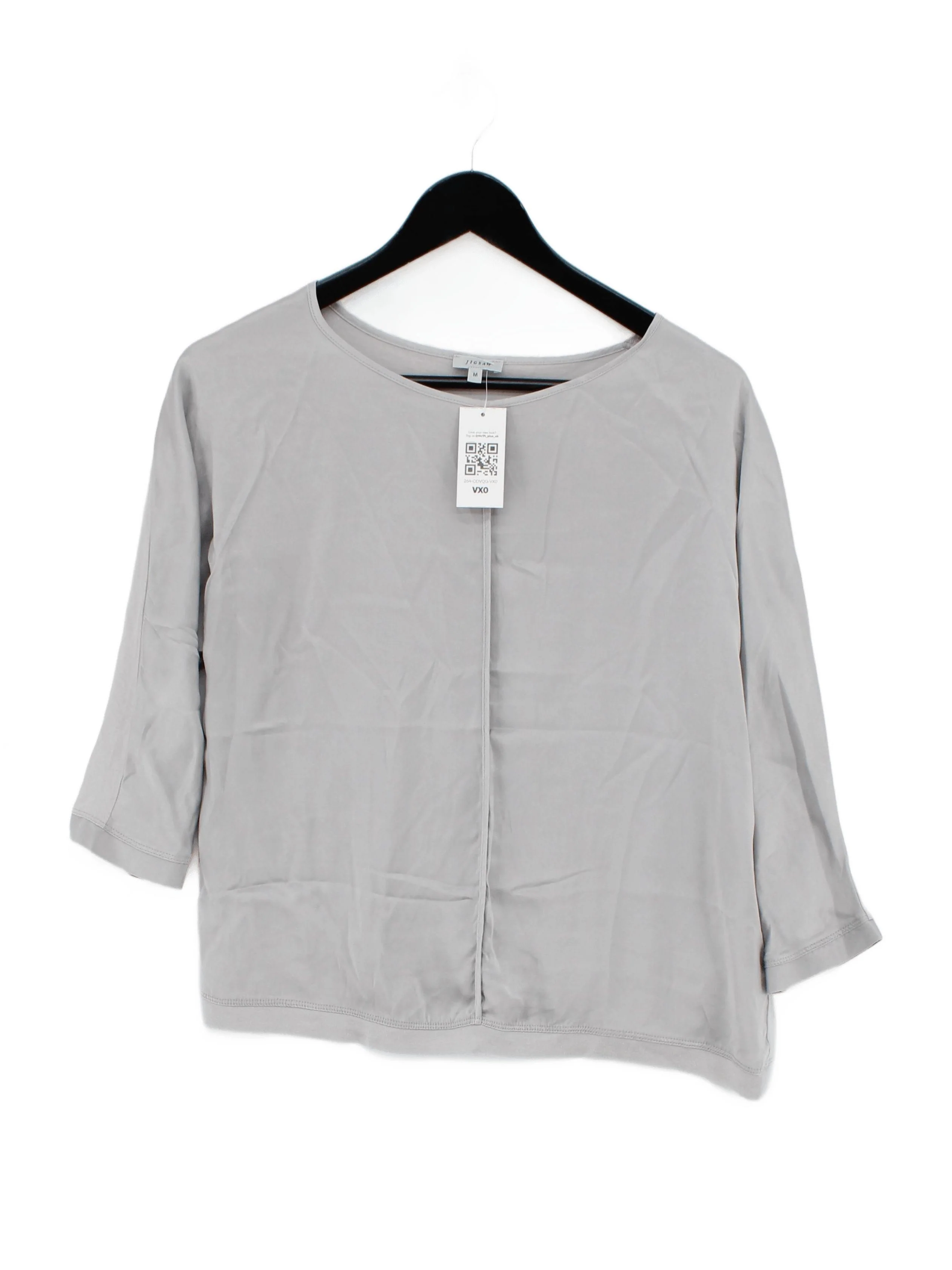Jigsaw Women's Top M Grey Silk with Cotton, Lyocell Modal Basic