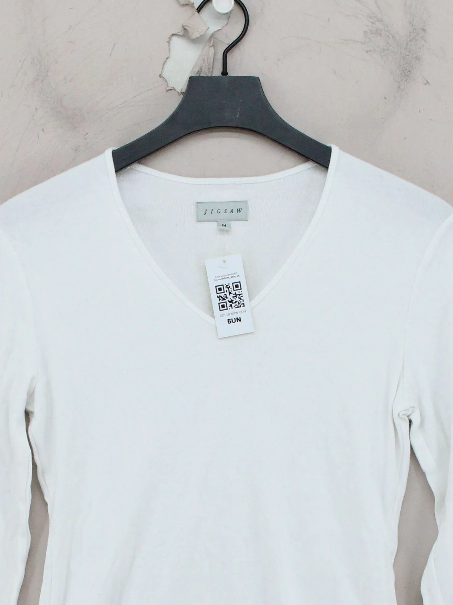 Jigsaw Women's Top M White 100% Cotton Long Sleeve V-Neck Basic - Image 3