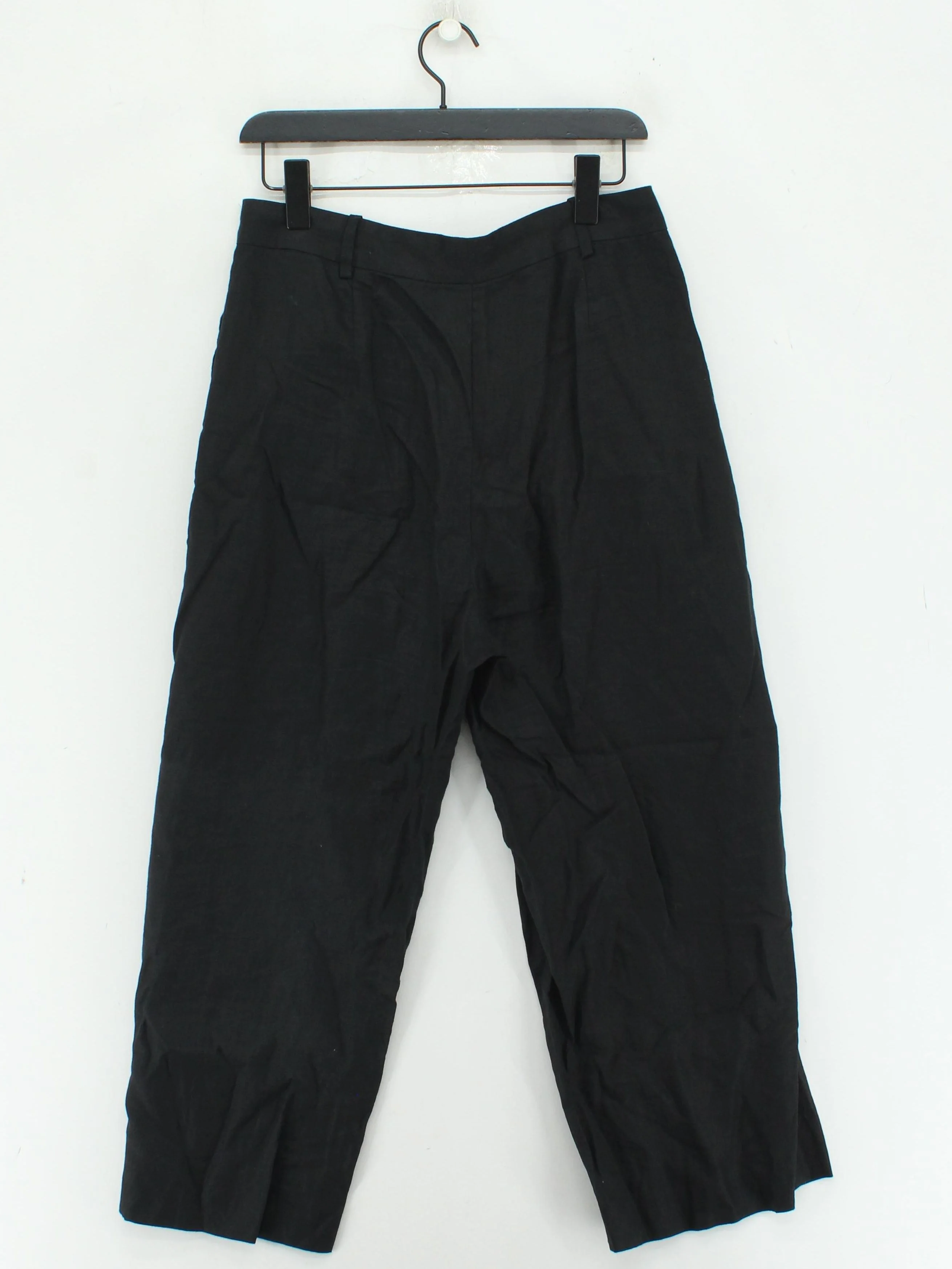 Jigsaw Women's Trousers UK 10 Black 100% Linen Wide-Leg Cropped - Image 2