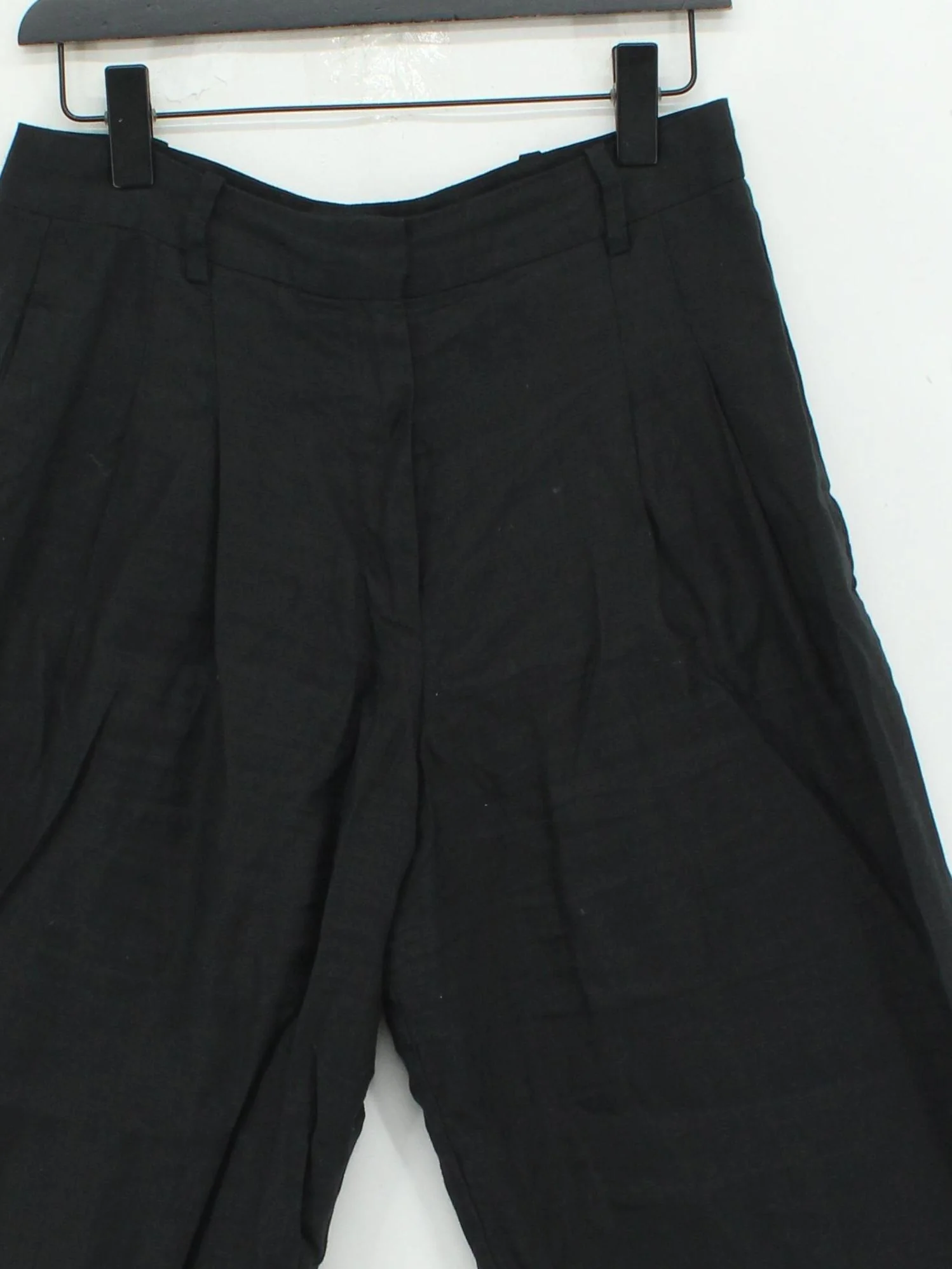 Jigsaw Women's Trousers UK 10 Black 100% Linen Wide-Leg Cropped - Image 3