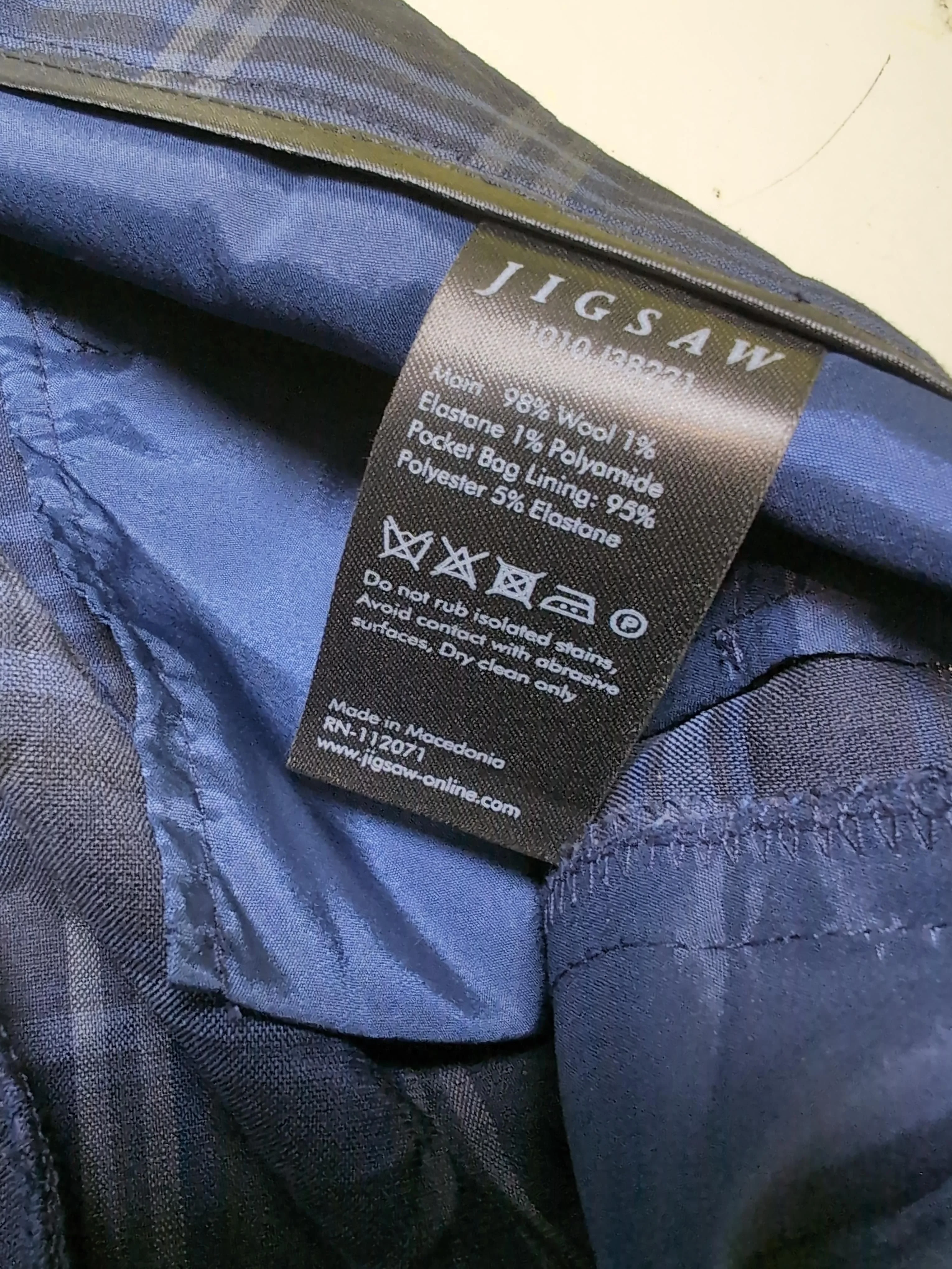 Jigsaw Women's Trousers UK 10 Blue Wool with Elastane, Polyamide Chino - Image 6