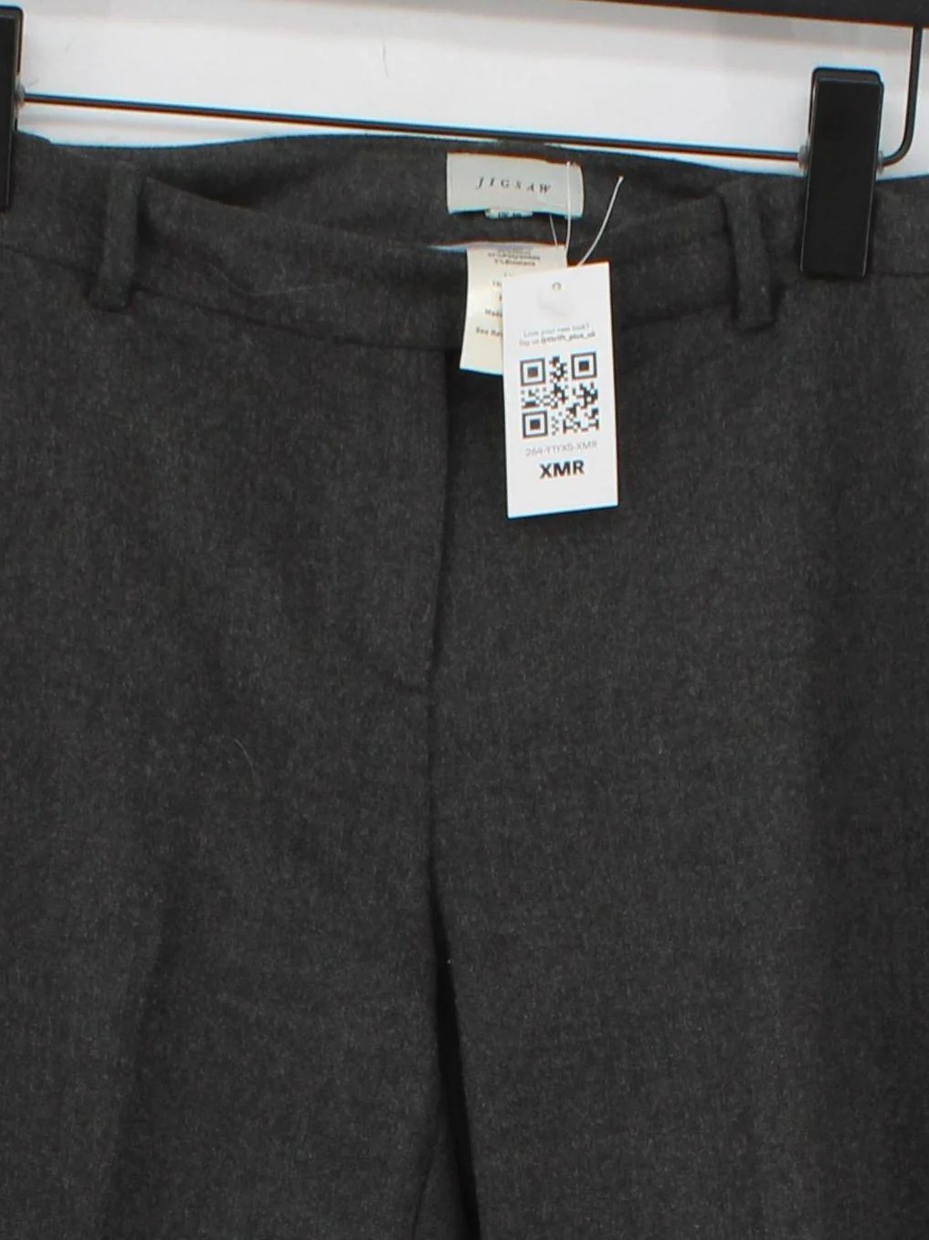 Jigsaw Women's Trousers UK 10 Grey Wool with Polyamide, Elastane Straight Chino - Image 3