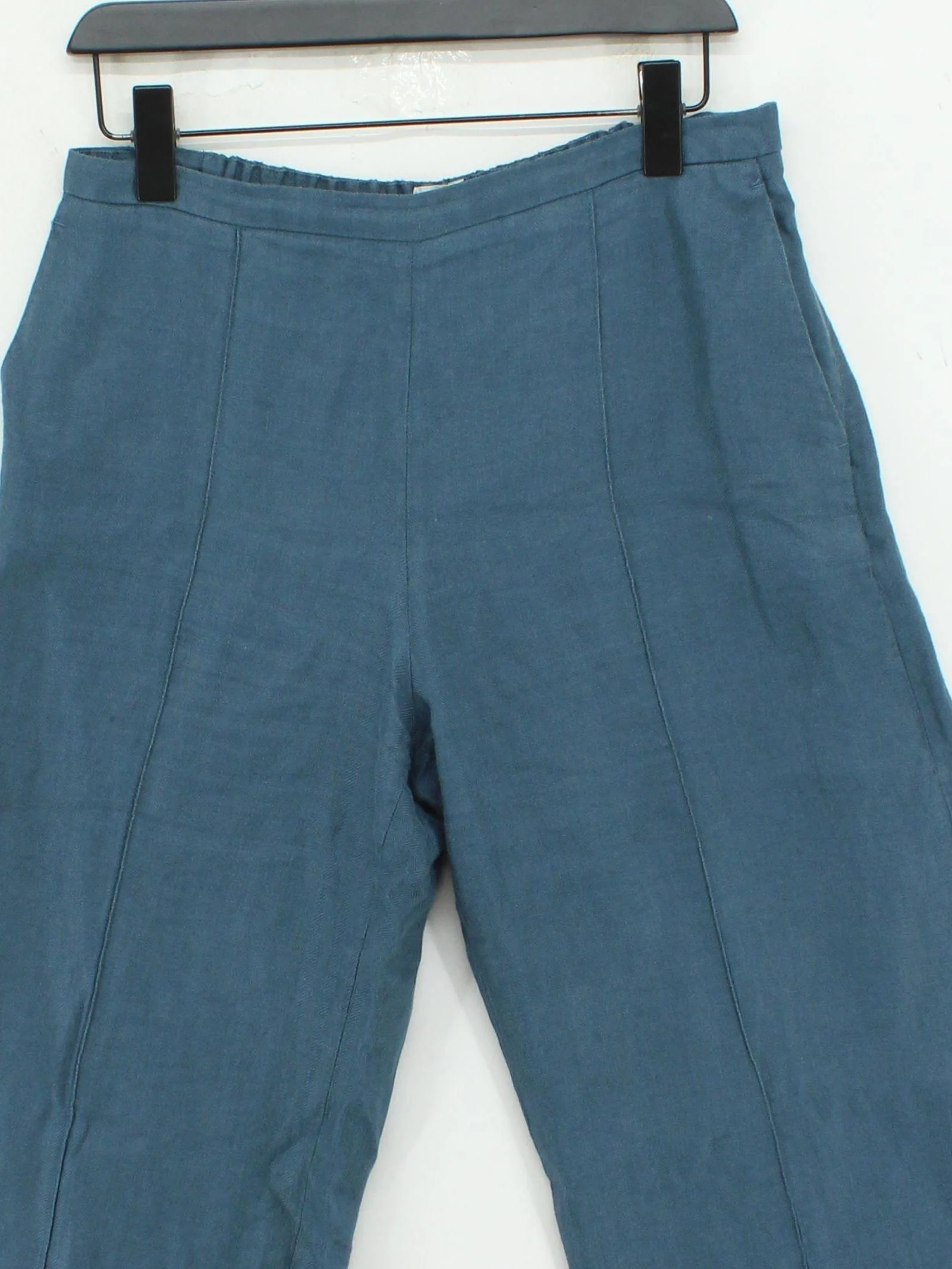 Jigsaw Women's Trousers UK 12 Blue 100% Linen Wide-Leg Cropped - Image 3