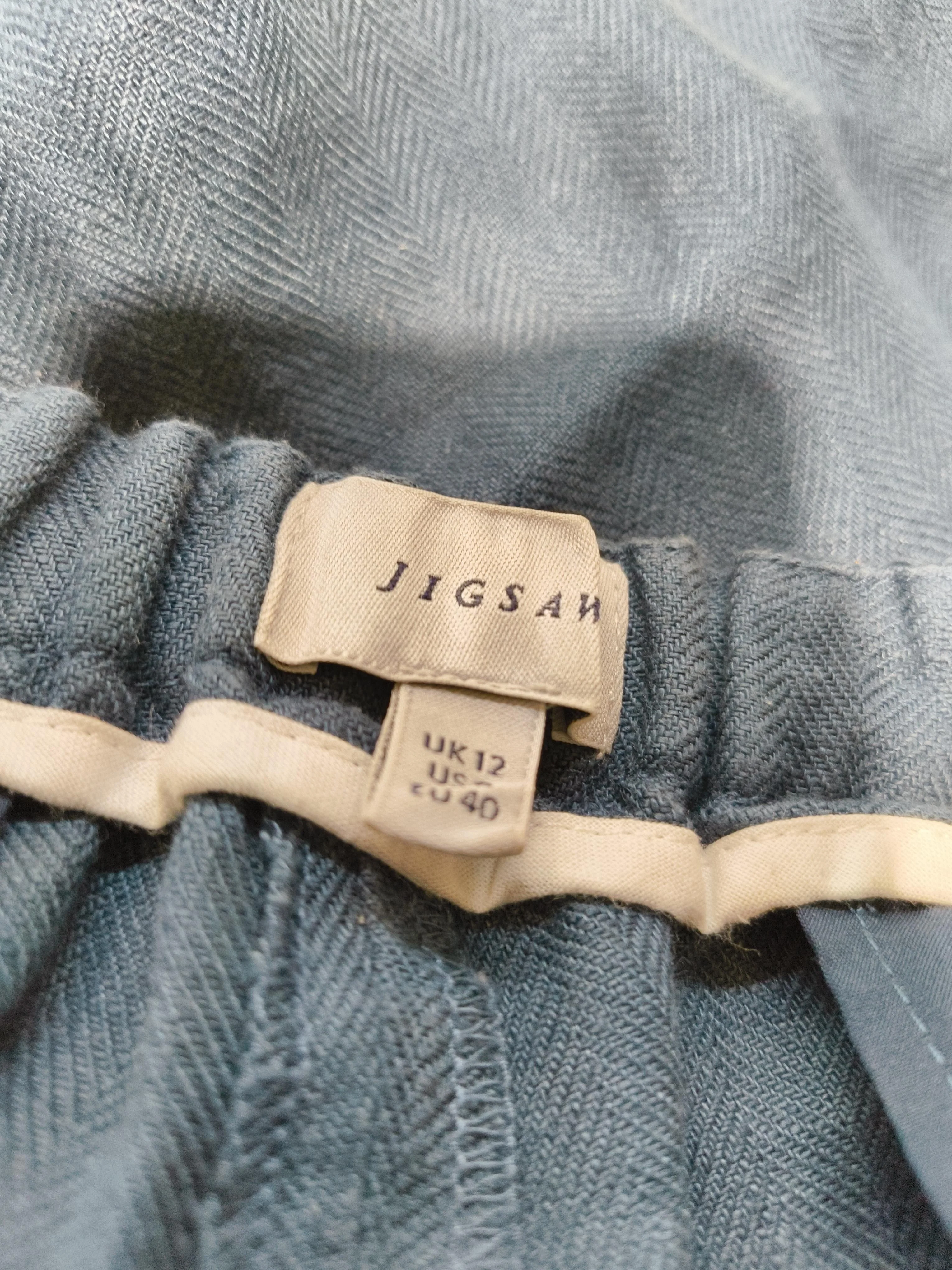 Jigsaw Women's Trousers UK 12 Blue 100% Linen Wide-Leg Cropped - Image 5