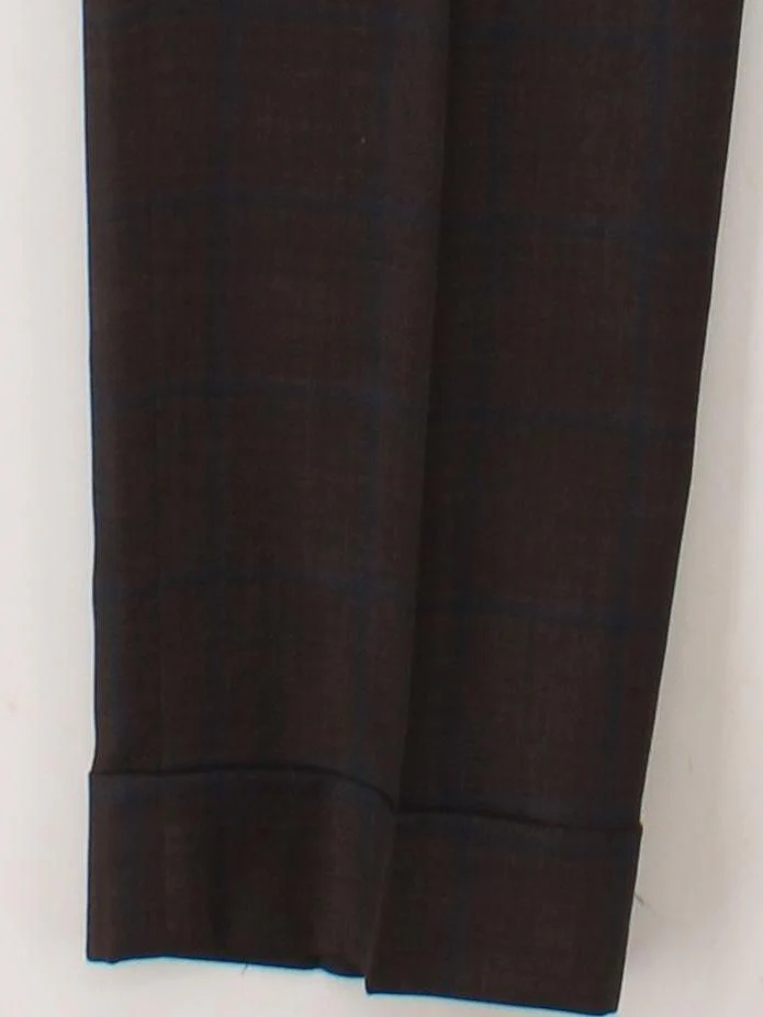 Jigsaw Women's Trousers UK 12 Brown Checkered Wool with Viscose Tapered Chino - Image 4
