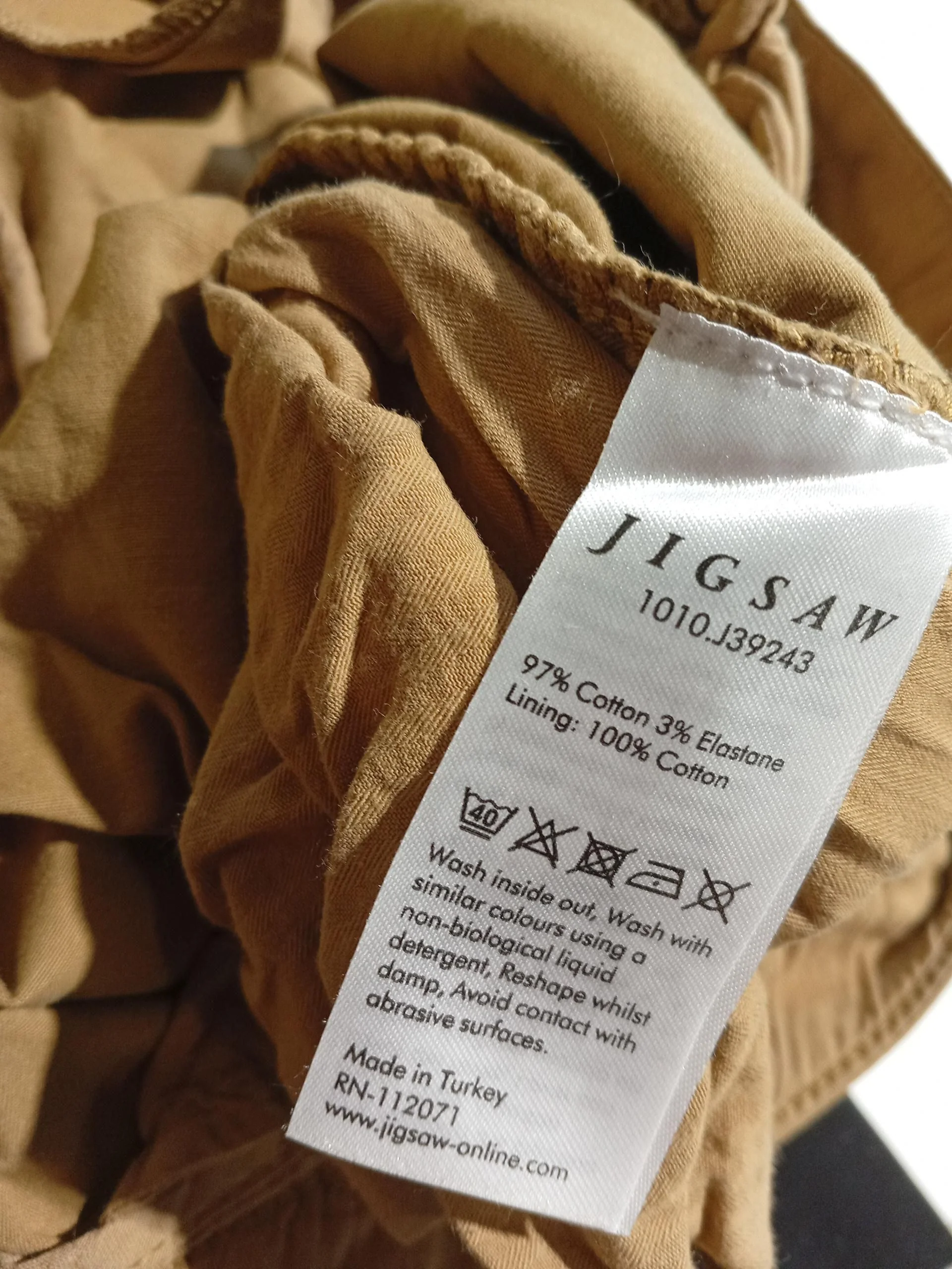 Jigsaw Women's Trousers UK 8 Tan Cotton with Elastane Straight Chino - Image 6