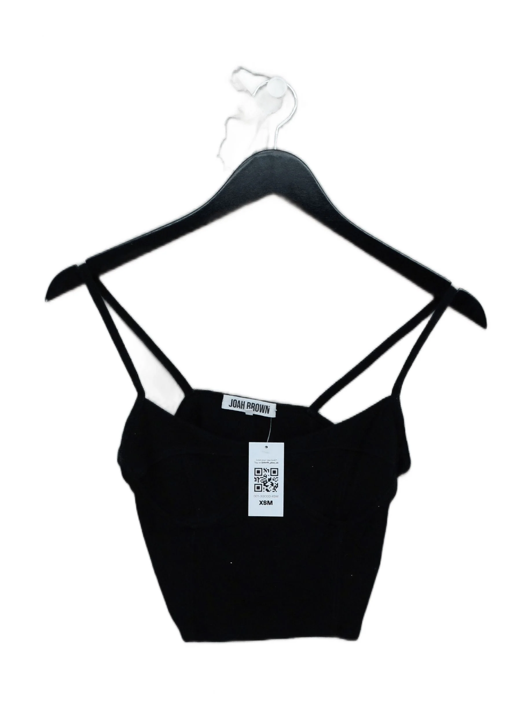 JOAH BROWN Women's Top S Black Rayon with Spandex Sleeveless Square Neck Cropped