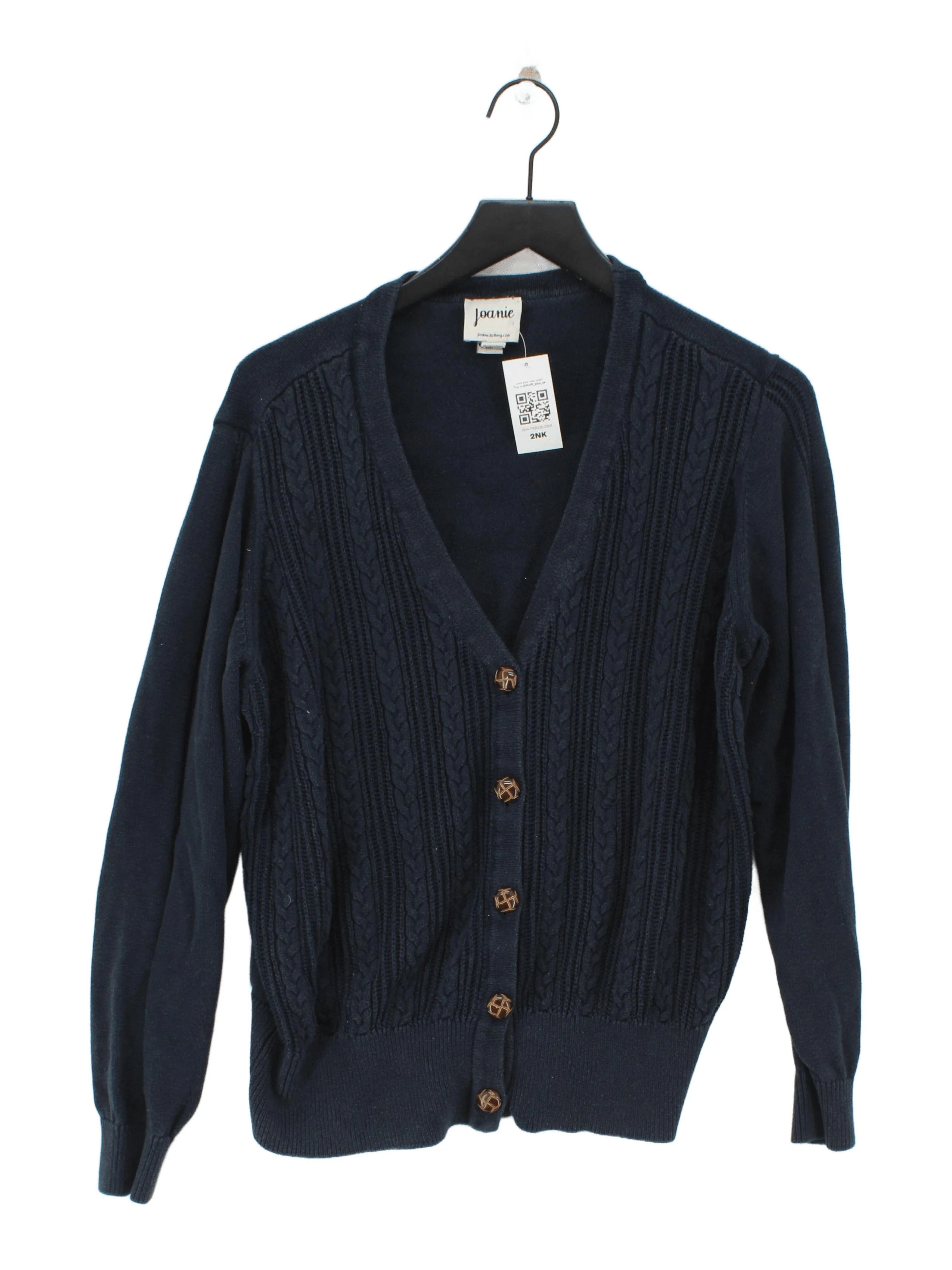 Joanie Women's Cardigan XL Blue Acrylic with Cotton V-Neck Cardigan